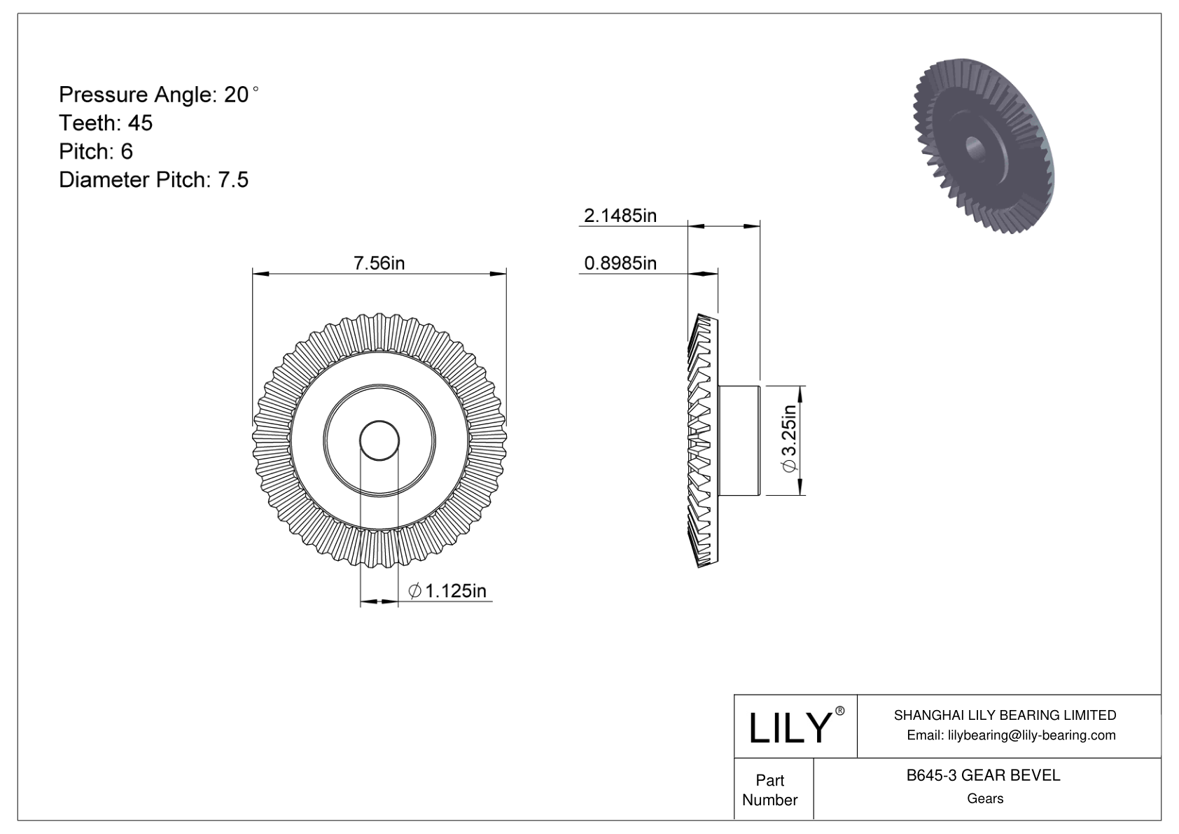 B645-3 GEAR BEVEL 锥齿轮 cad drawing