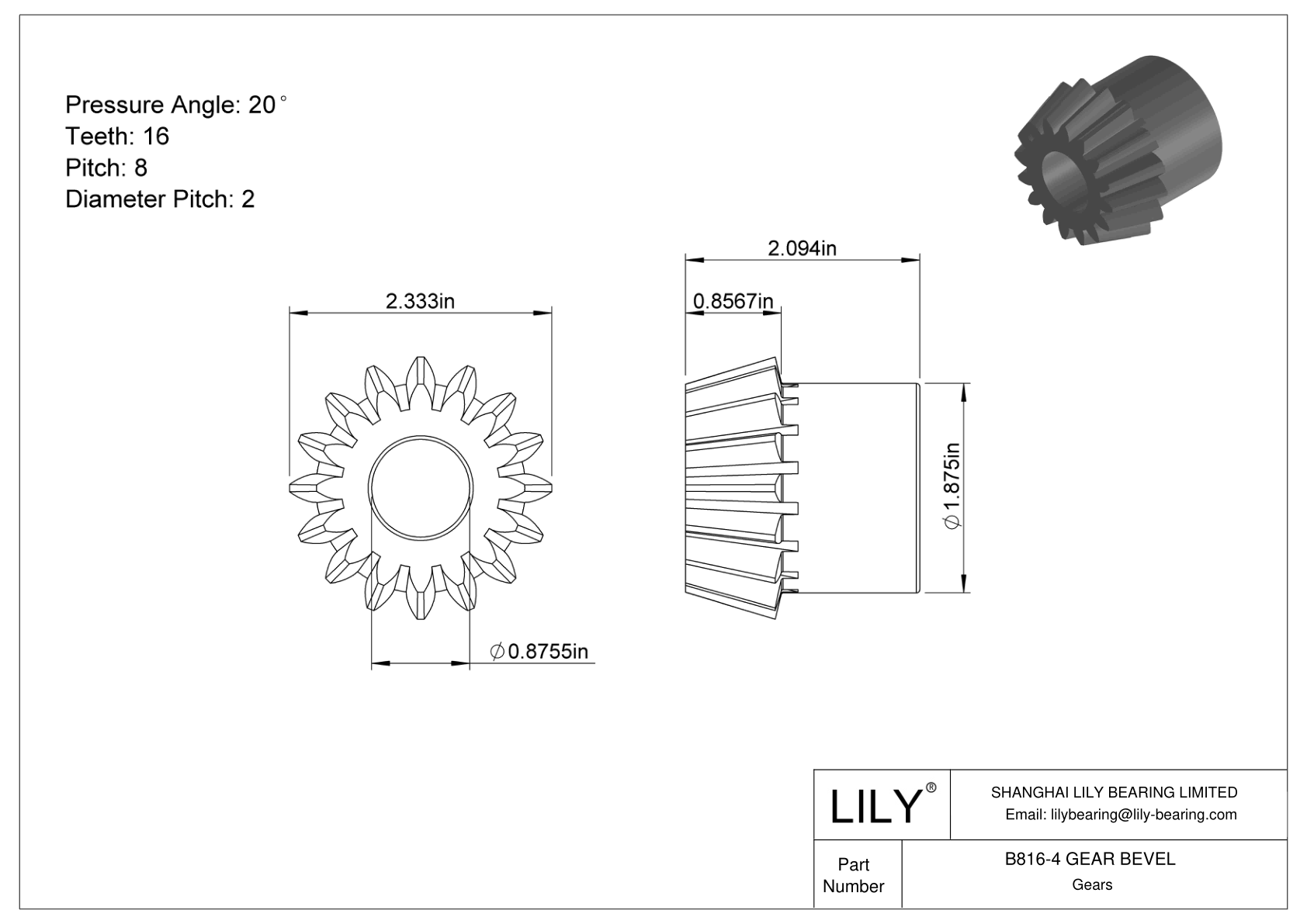 B816-4 GEAR BEVEL 锥齿轮 cad drawing