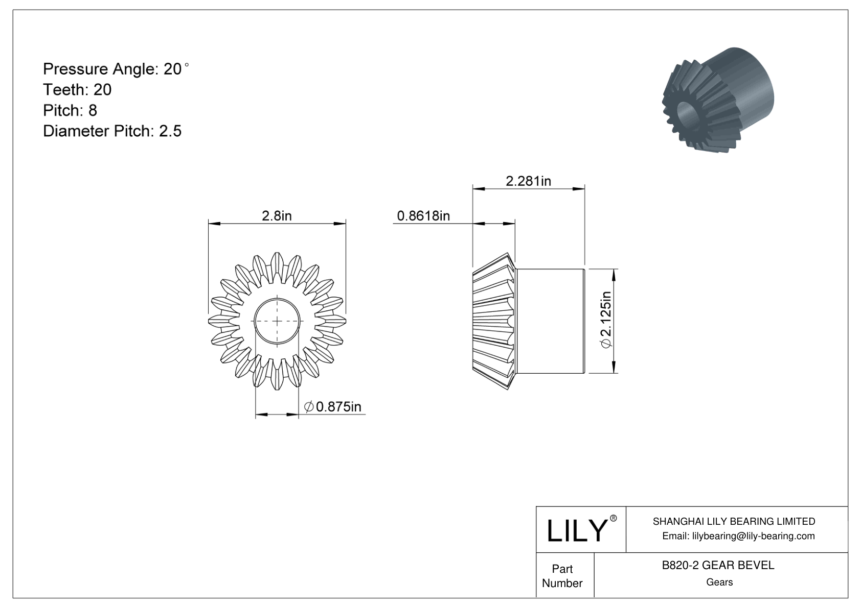 B820-2 GEAR BEVEL 锥齿轮 cad drawing