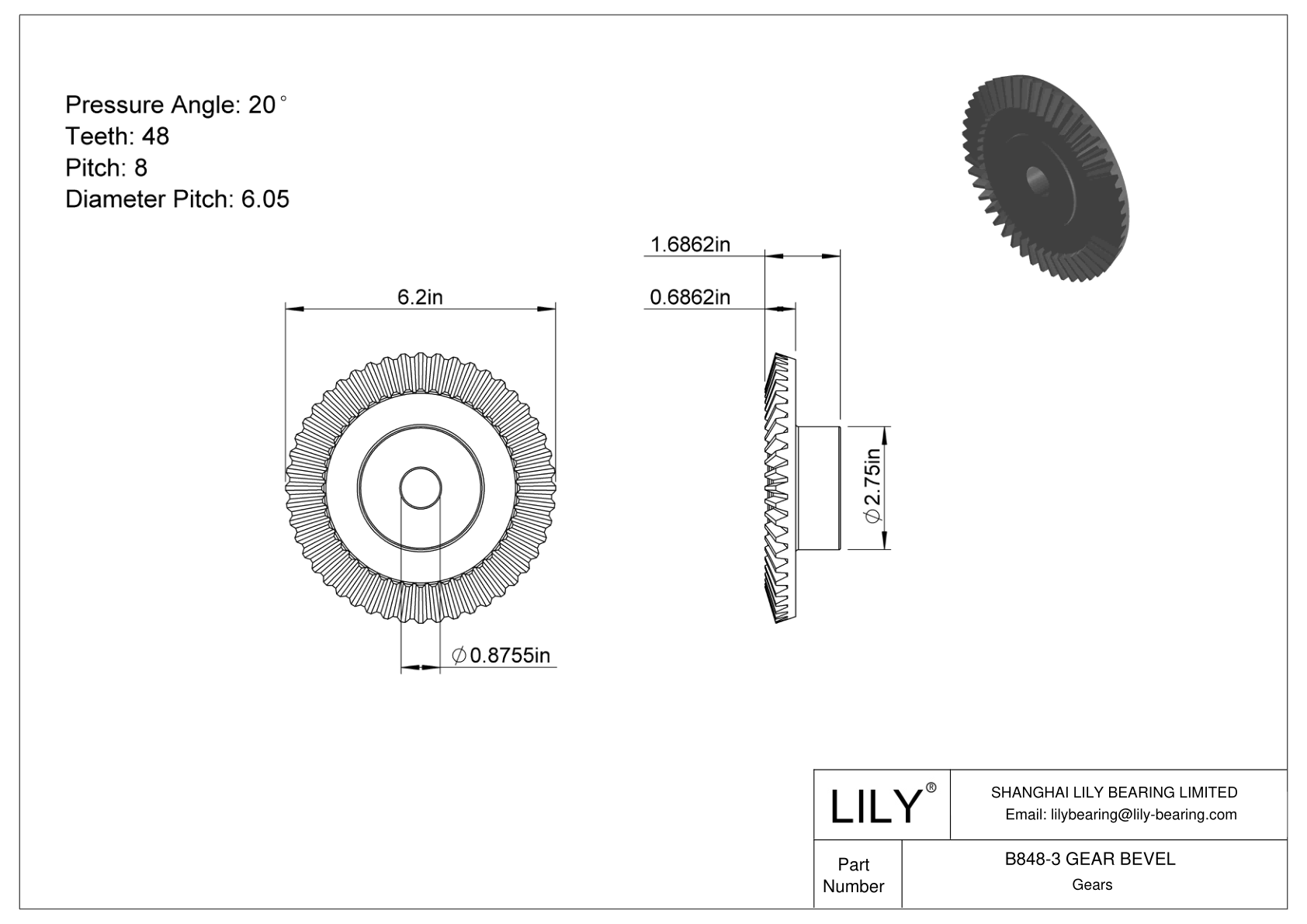 B848-3 GEAR BEVEL 锥齿轮 cad drawing