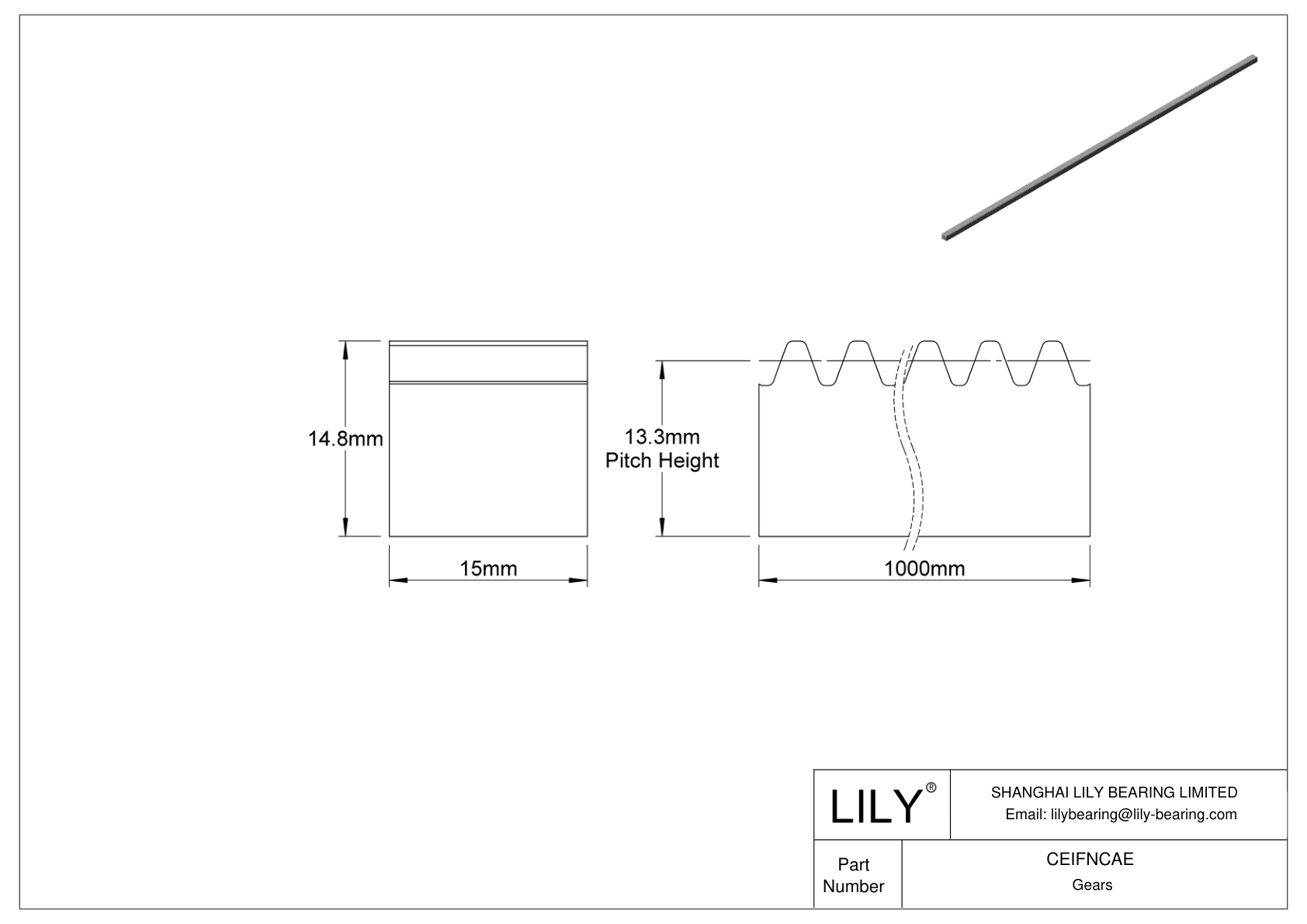 CEIFNCAE 金属公制矩形齿轮齿条 - 20° 压力角 cad drawing