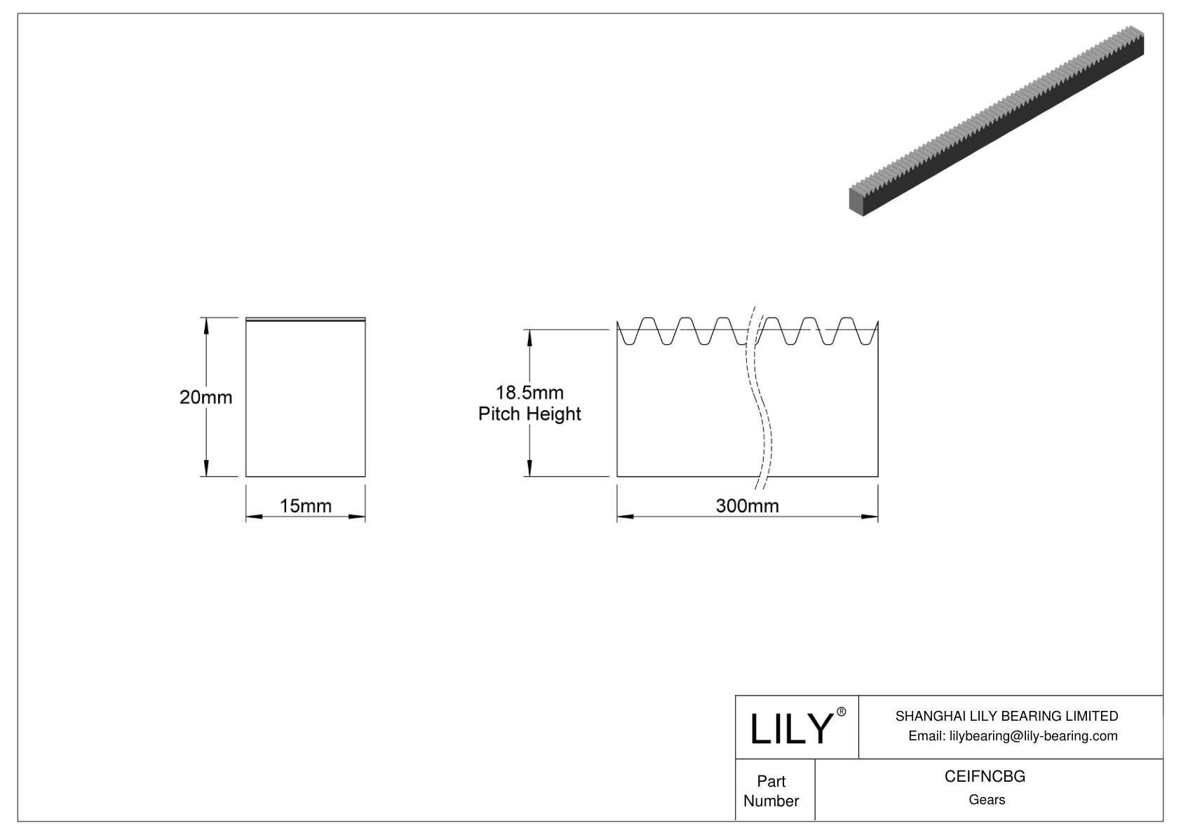 CEIFNCBG Metal Metric Rectangular Gear Racks - 20° Pressure Angle cad drawing