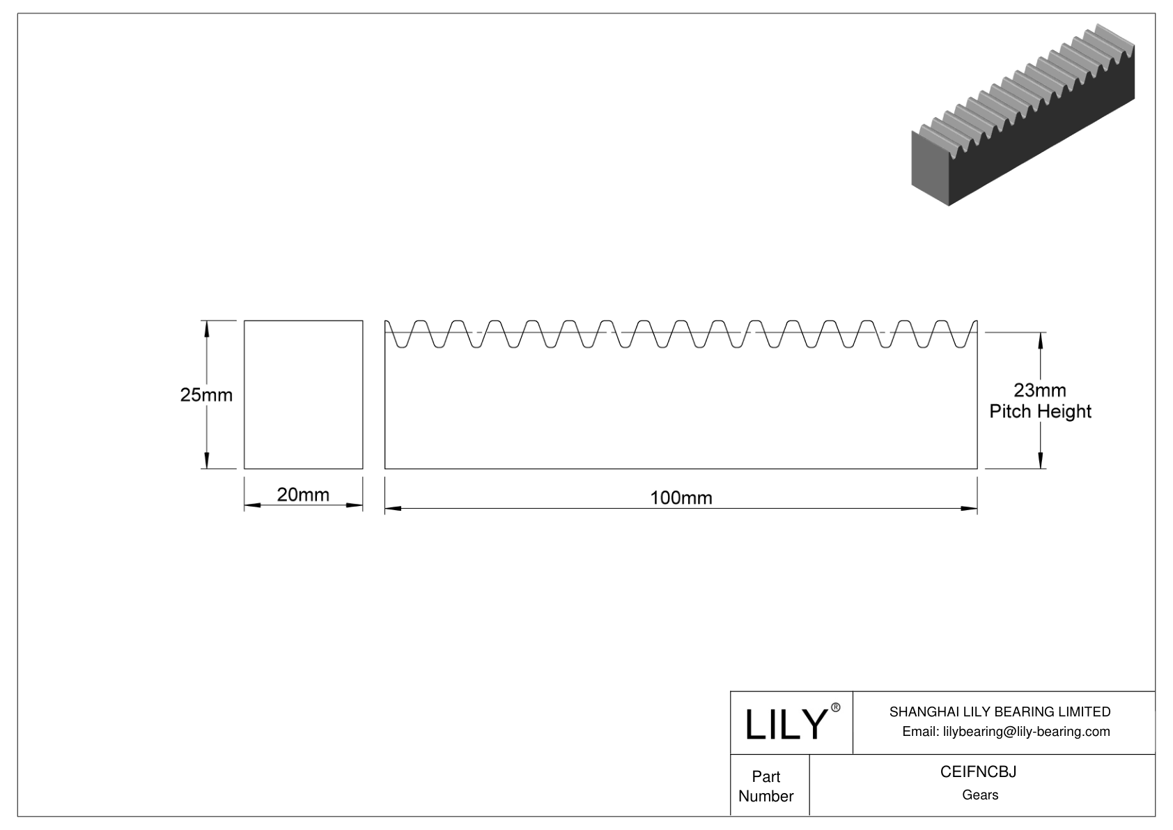 CEIFNCBJ 金属公制矩形齿轮齿条 - 20° 压力角 cad drawing