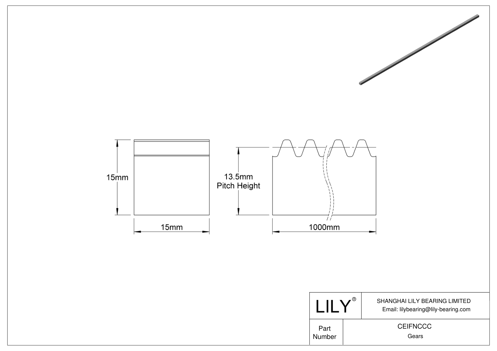 CEIFNCCC 金属公制矩形齿轮齿条 - 20° 压力角 cad drawing