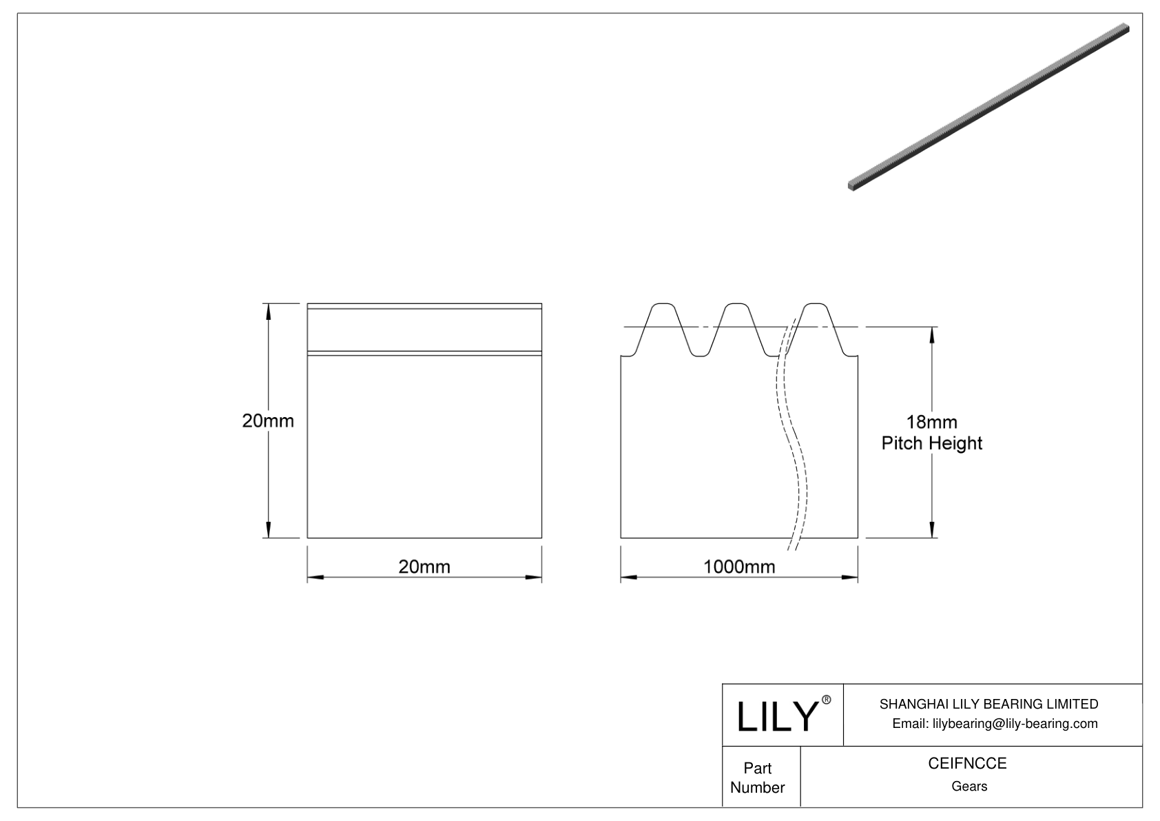 CEIFNCCE Cremalleras rectangulares métricas metálicas - Ángulo de presión de 20 cad drawing