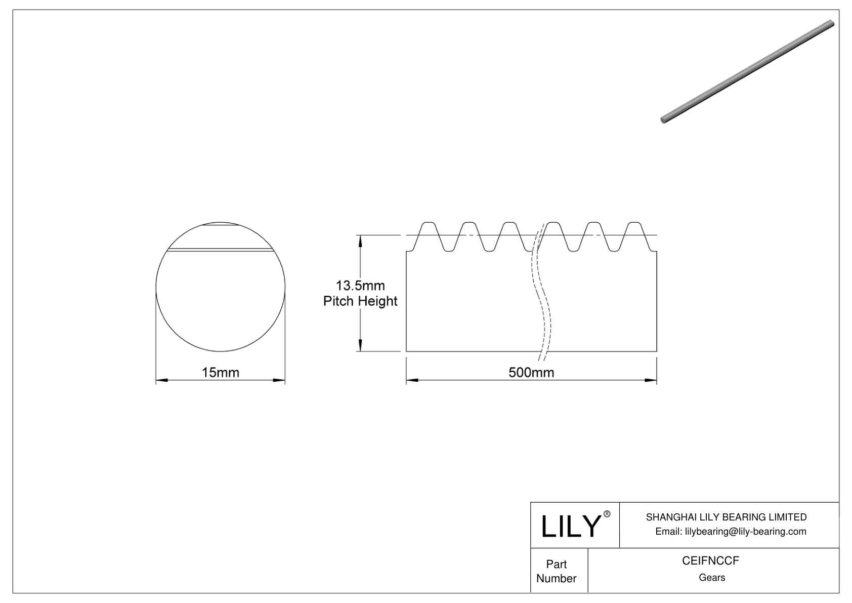 CEIFNCCF Cremalleras redondas métricas metálicas - Ángulo de presión de 20 cad drawing