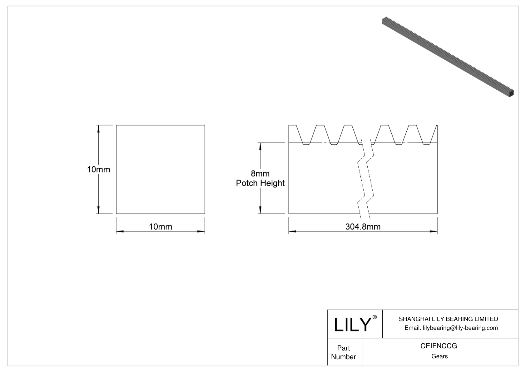 CEIFNCCG Metal Metric Round Gear Racks - 20° Pressure Angle cad drawing