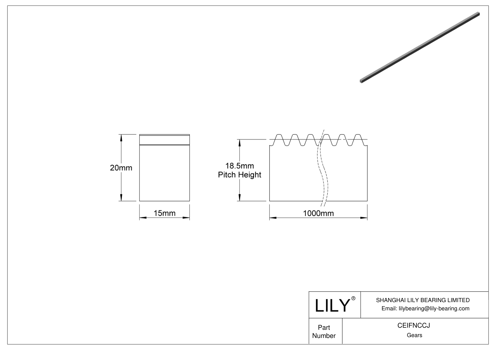 CEIFNCCJ Metal Metric Rectangular Gear Racks - 20° Pressure Angle cad drawing