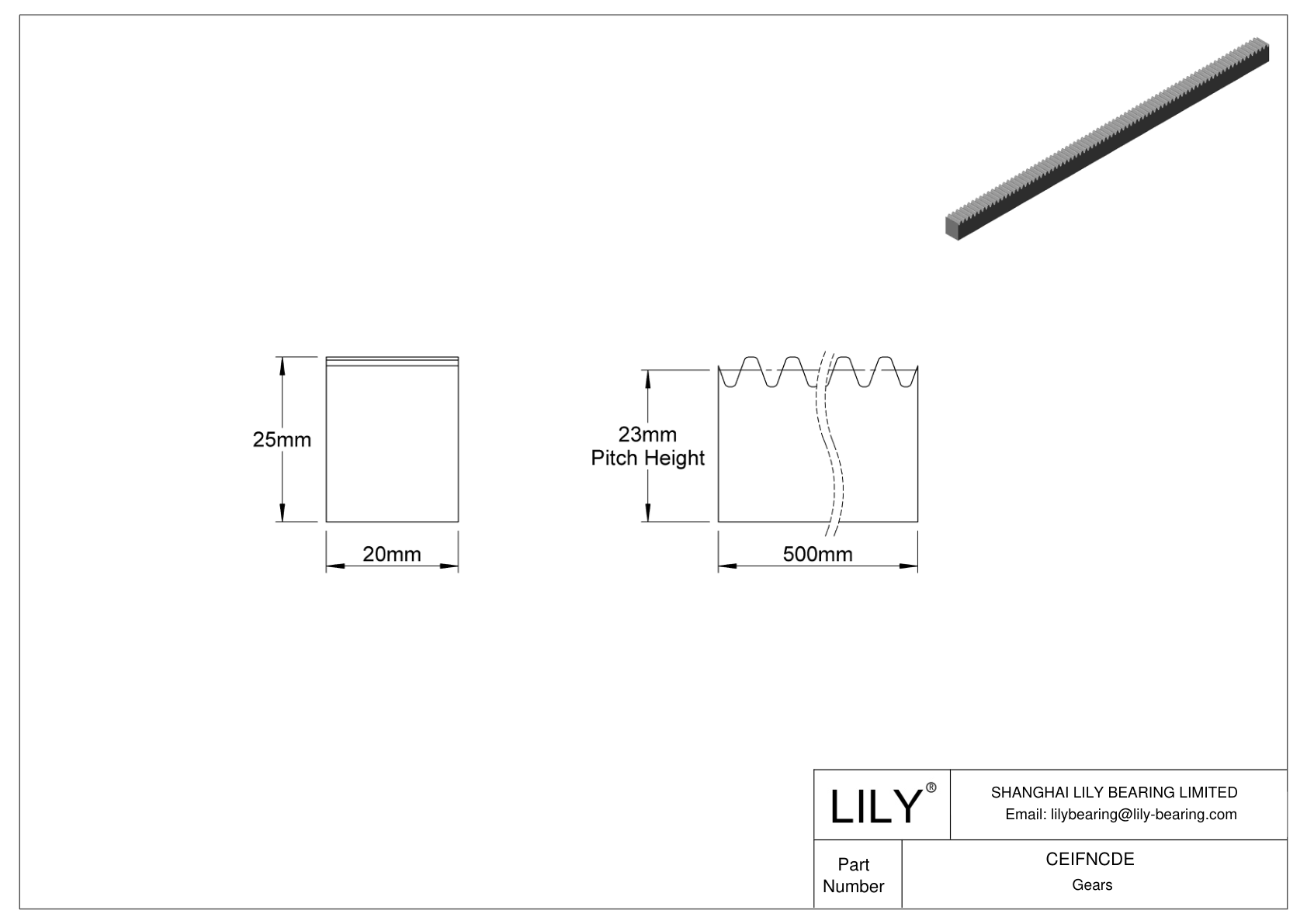 CEIFNCDE 金属公制矩形齿轮齿条 - 20° 压力角 cad drawing