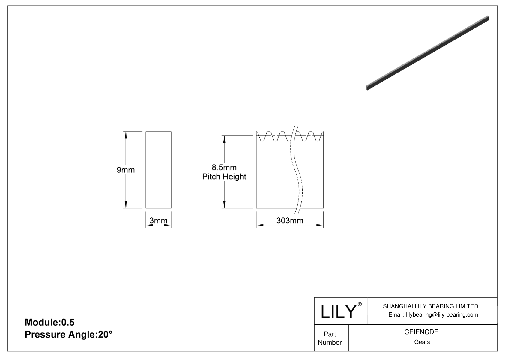 CEIFNCDF 金属公制矩形齿轮齿条 - 20° 压力角 cad drawing