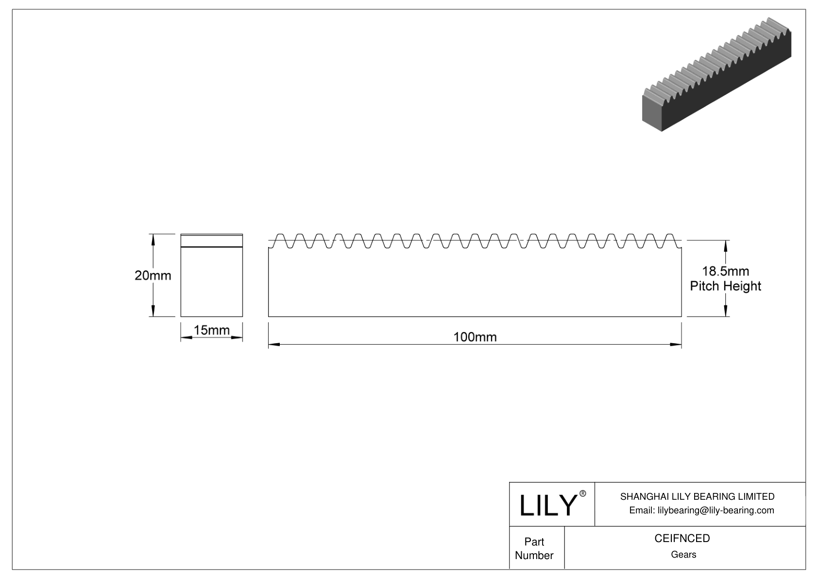 CEIFNCED Cremalleras rectangulares métricas metálicas - Ángulo de presión de 20 cad drawing