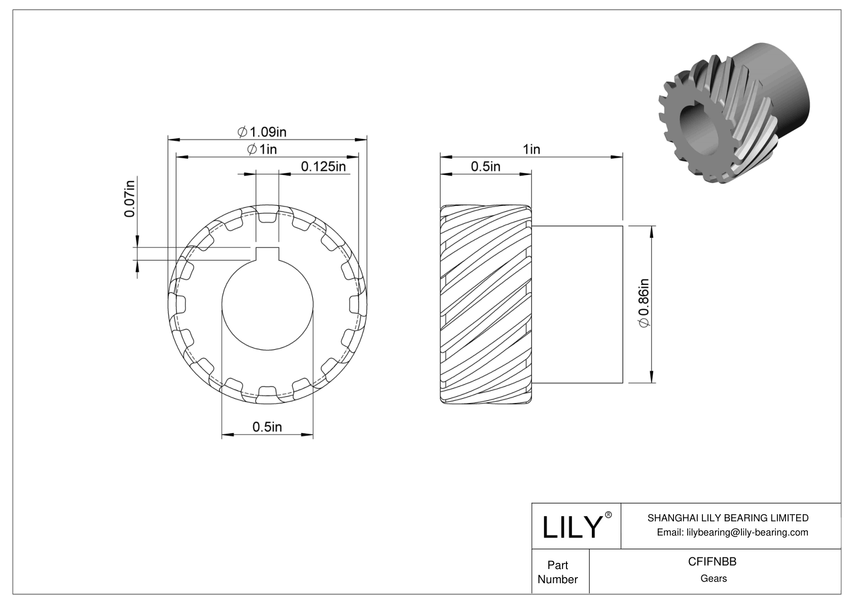 CFIFNBB Inch Crossed Gears - 14 1/2° Pressure Angle cad drawing