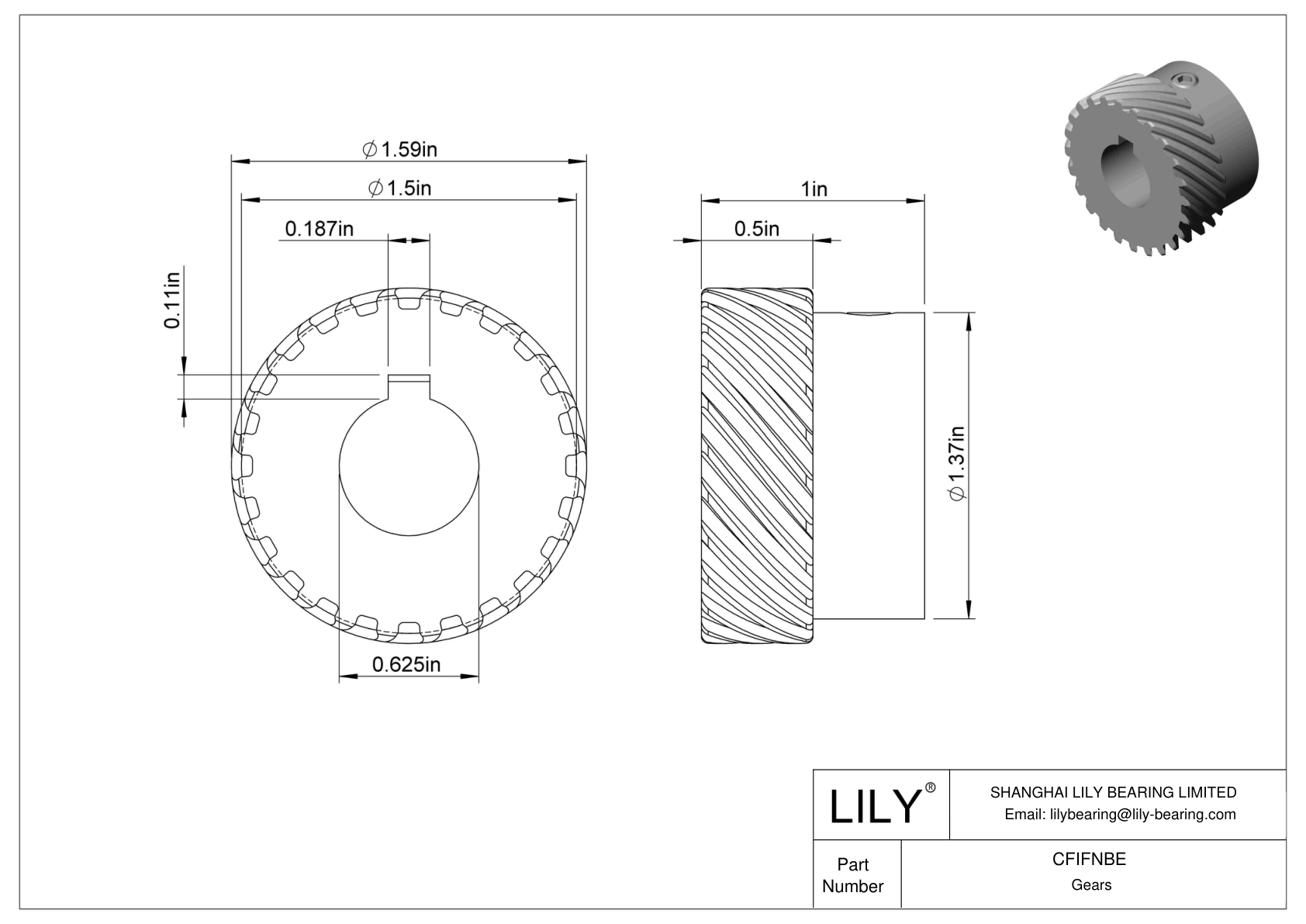 CFIFNBE Inch Crossed Gears - 14 1/2° Pressure Angle cad drawing