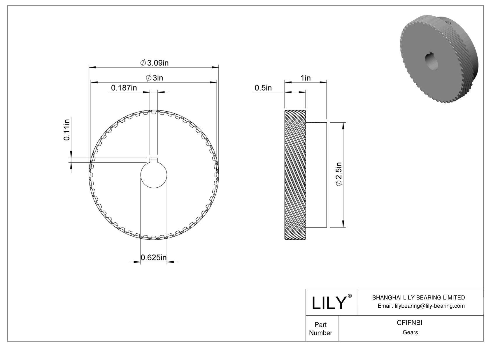 CFIFNBI Inch Crossed Gears - 14 1/2° Pressure Angle cad drawing
