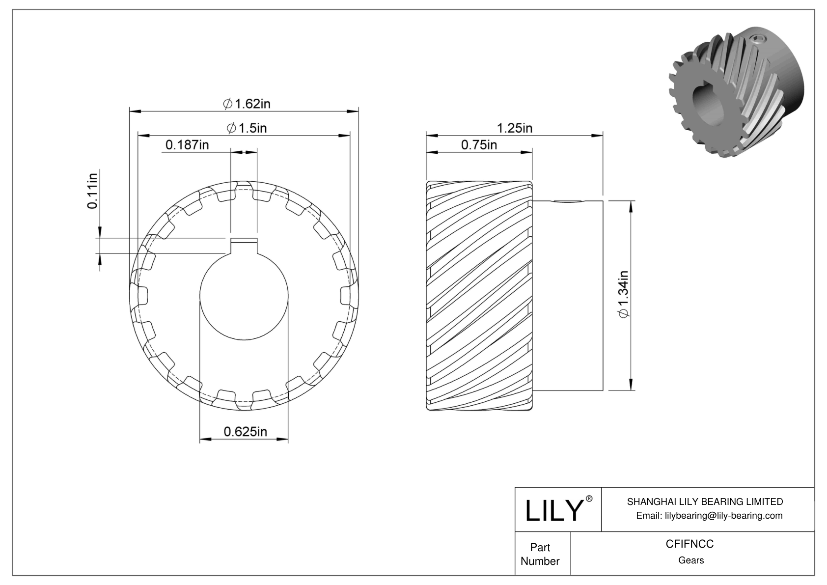 CFIFNCC Inch Crossed Gears - 14 1/2° Pressure Angle cad drawing