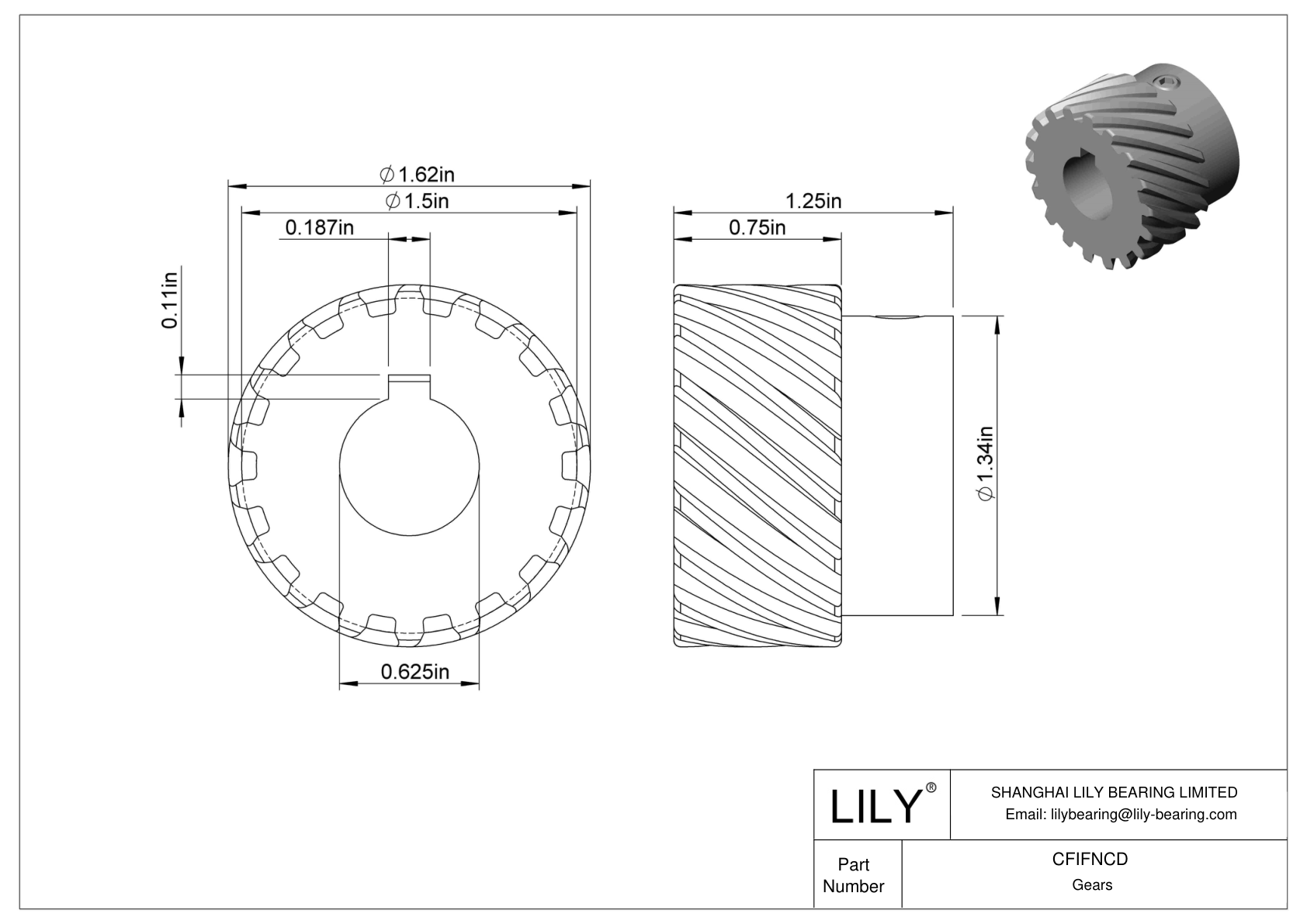 CFIFNCD 英制交叉齿轮 - 14 1/2° 压力角 cad drawing