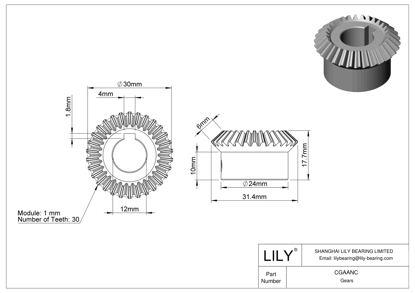 CGAANC Metric Gears cad drawing