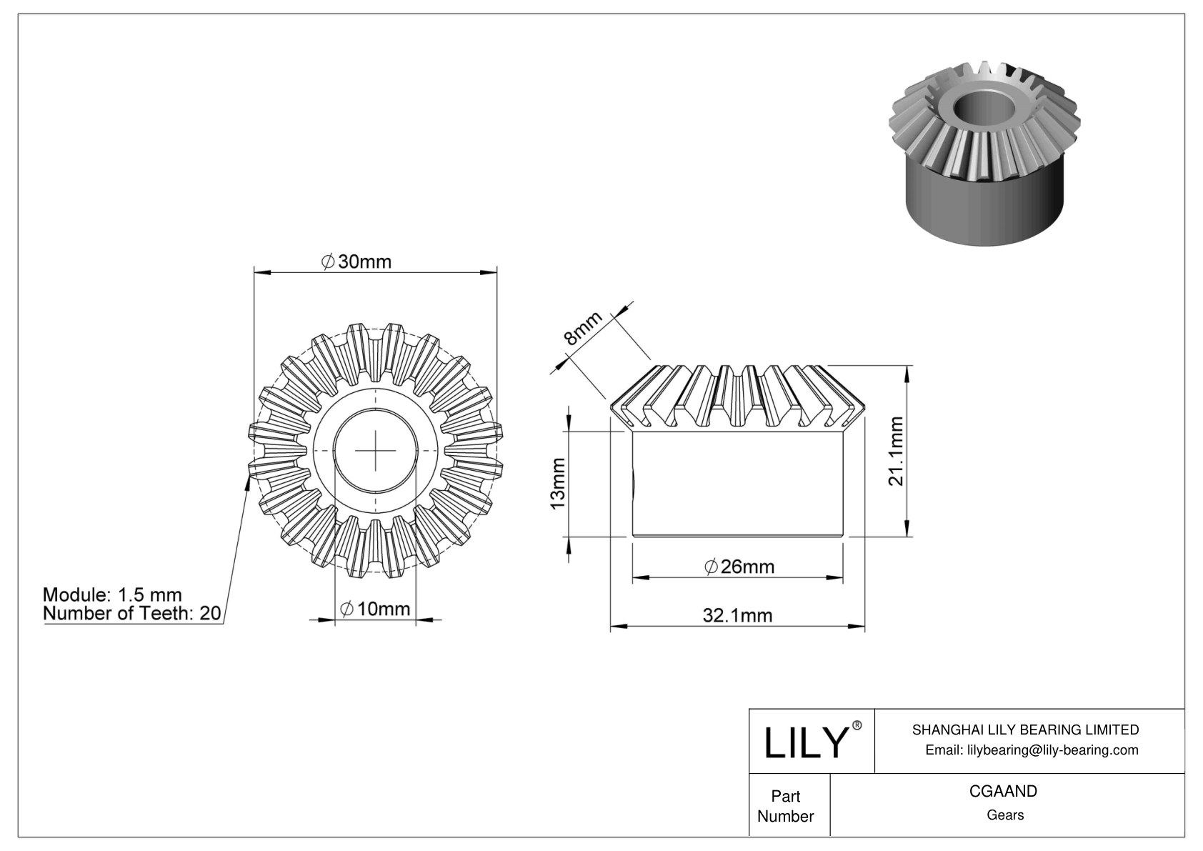 CGAAND Metric Gears cad drawing