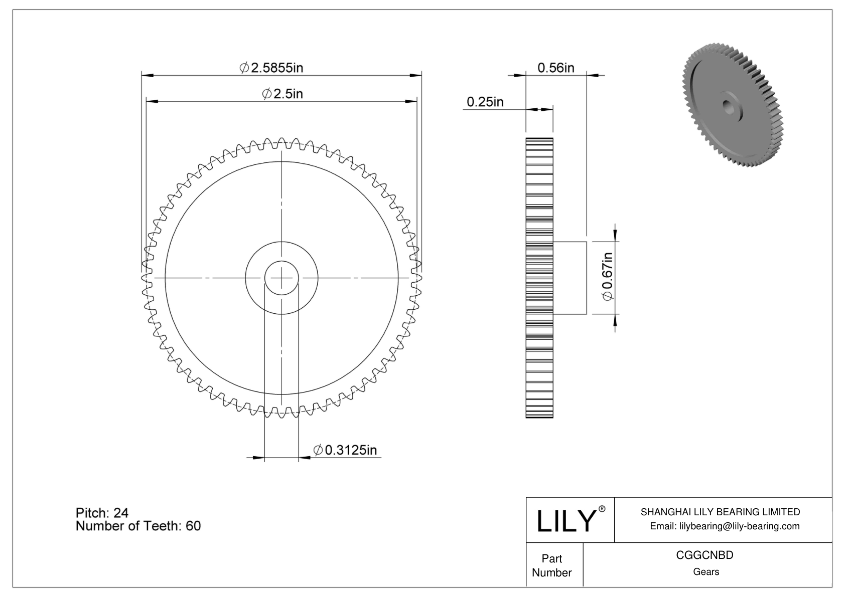 CGGCNBD 塑料英制齿轮 - 20° 压力角 cad drawing