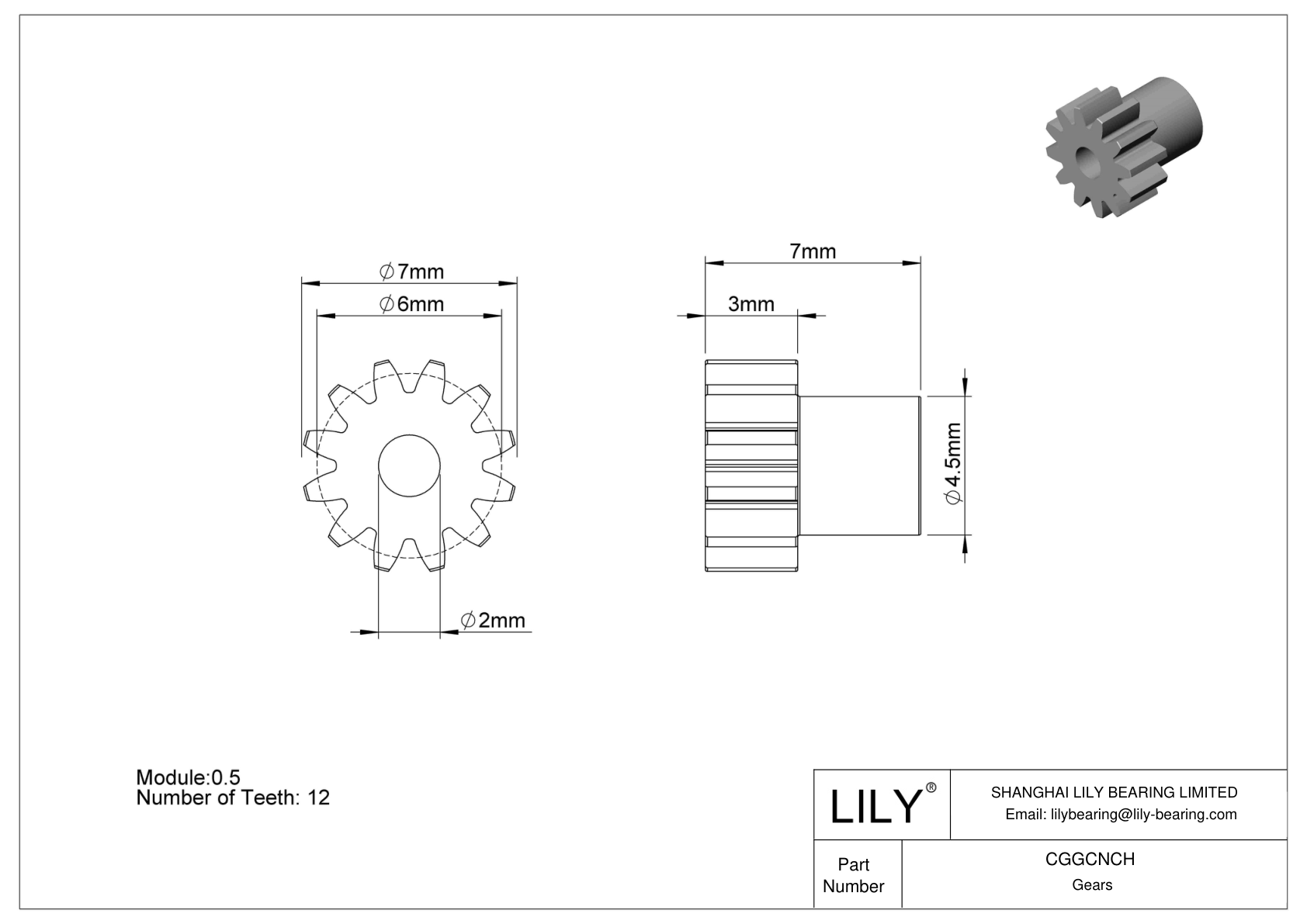 CGGCNCH 塑料公制齿轮 - 20° 压力角 cad drawing