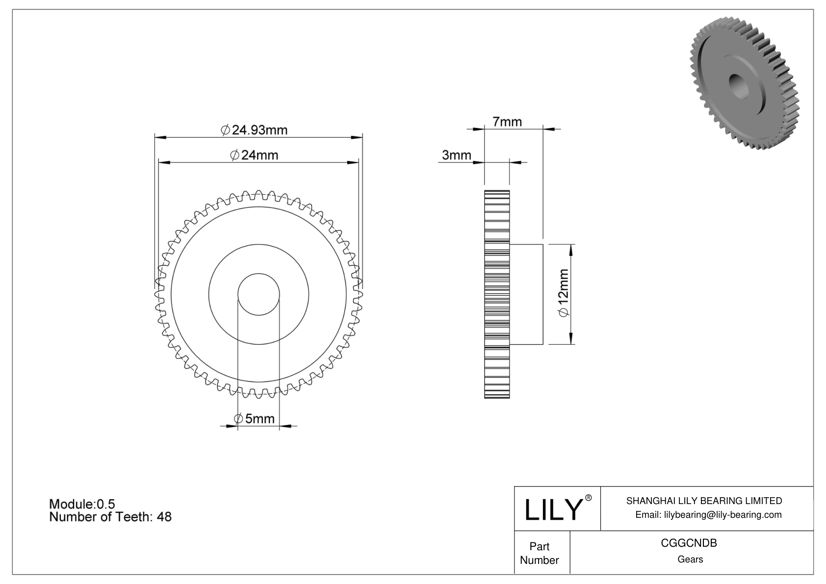 CGGCNDB Engranajes métricos de plástico - Ángulo de presión de 20 cad drawing