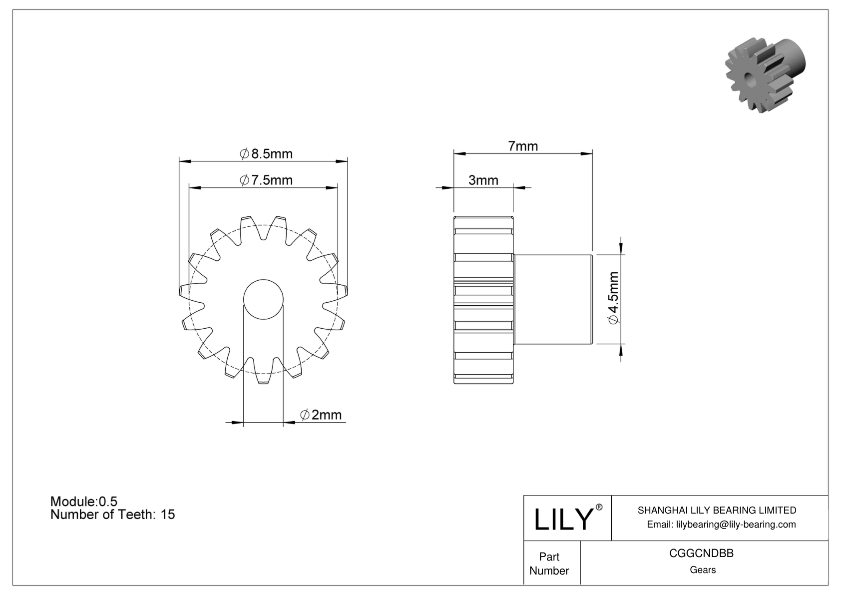 CGGCNDBB 塑料公制齿轮 - 20° 压力角 cad drawing