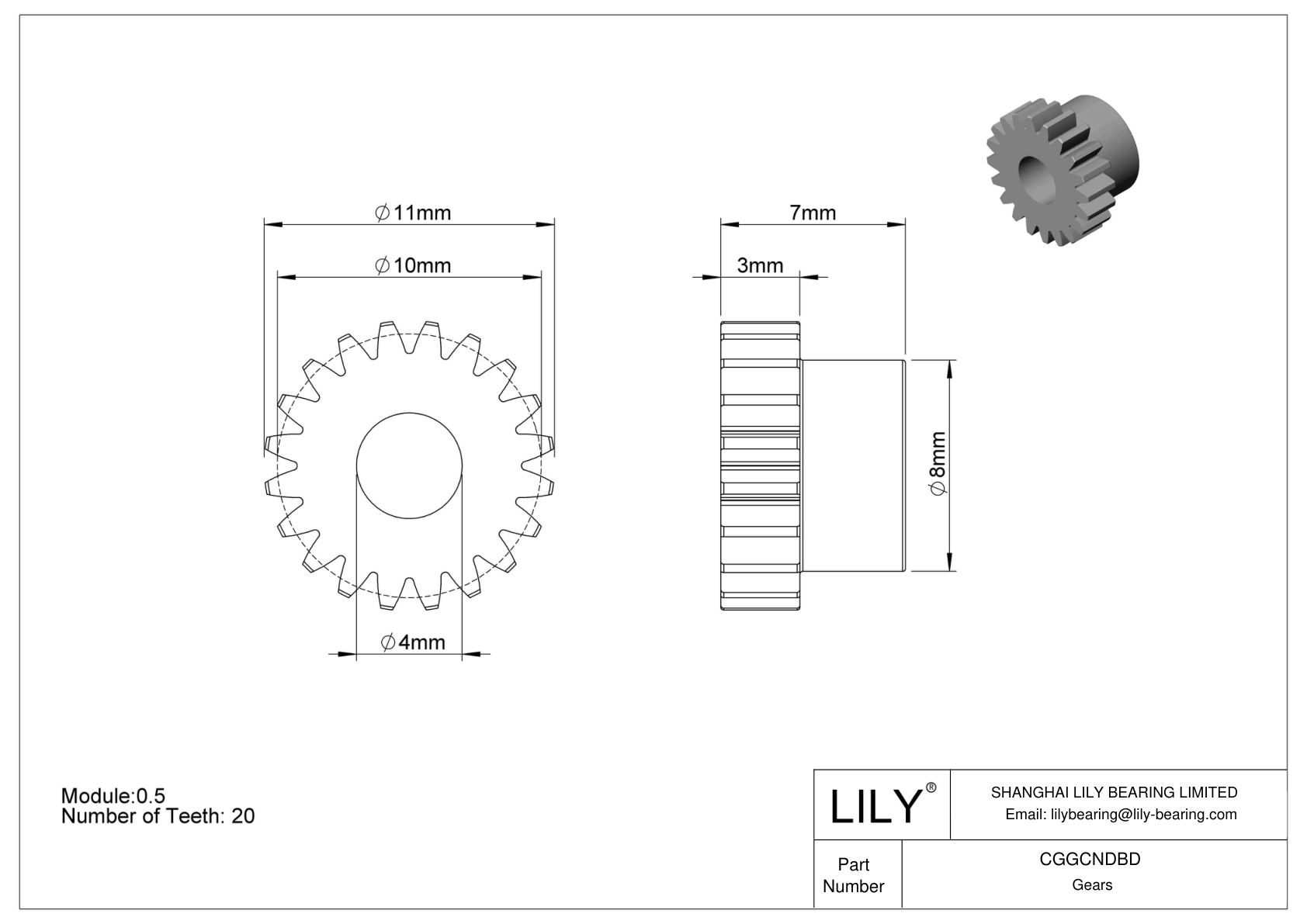 CGGCNDBD 塑料公制齿轮 - 20° 压力角 cad drawing