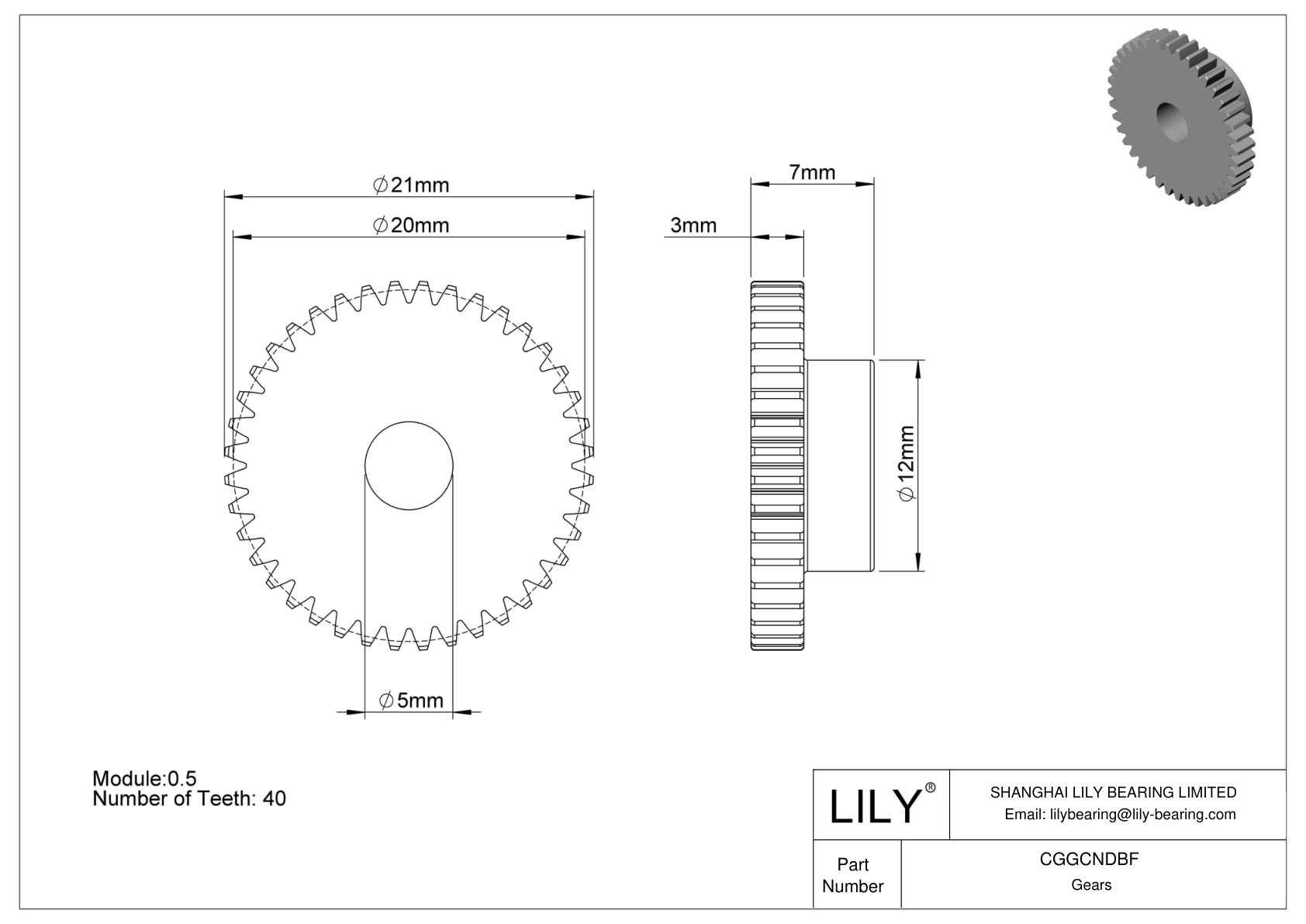 CGGCNDBF Engranajes métricos de plástico - Ángulo de presión de 20 cad drawing