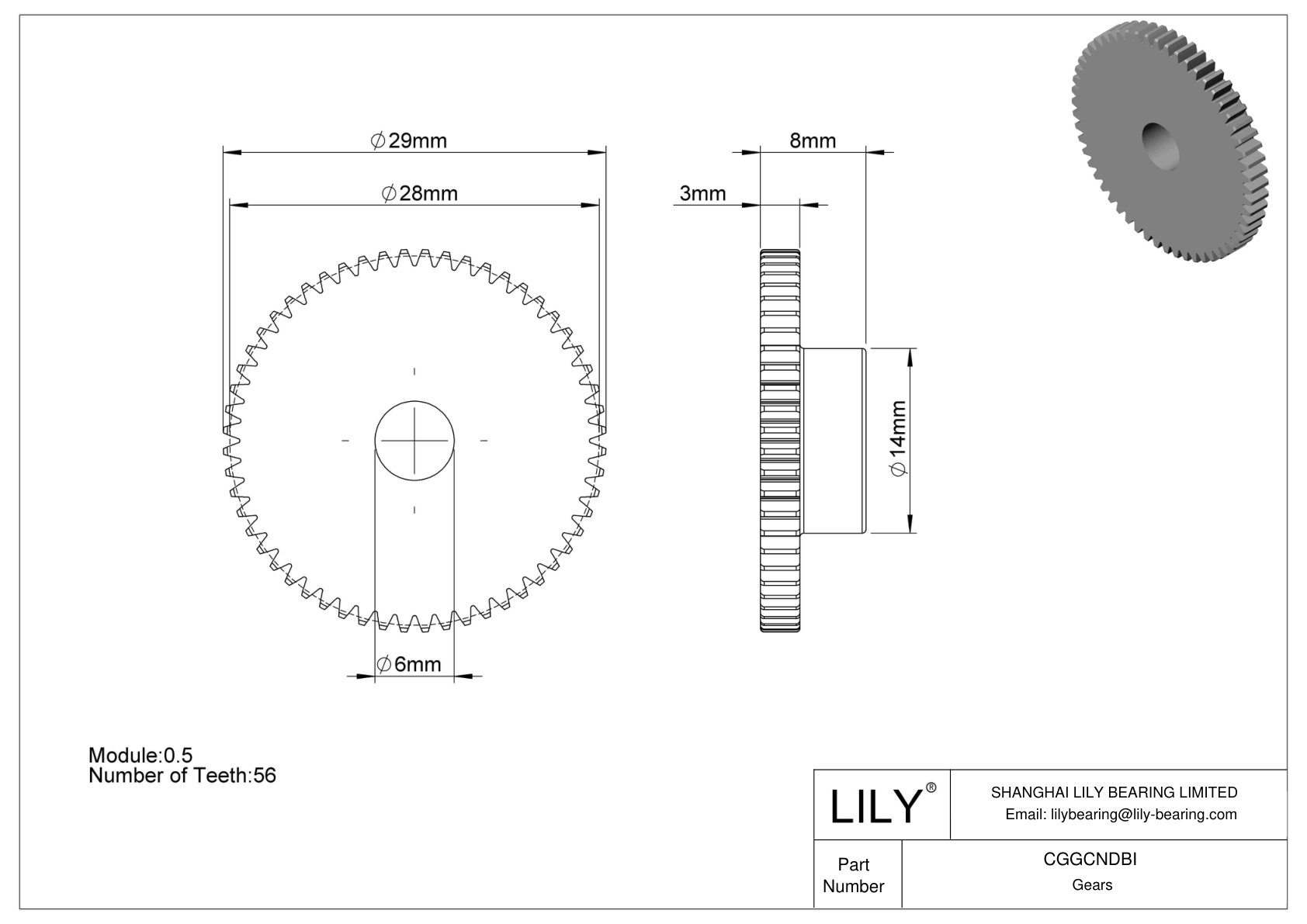 CGGCNDBI 塑料公制齿轮 - 20° 压力角 cad drawing