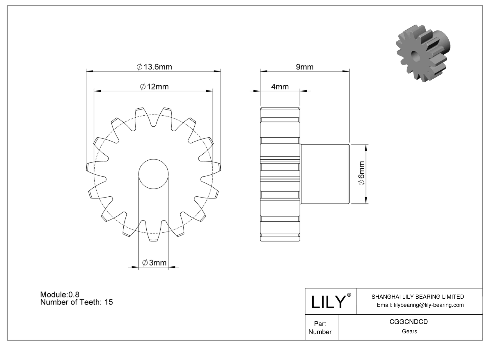 CGGCNDCD Engranajes métricos de plástico - Ángulo de presión de 20 cad drawing