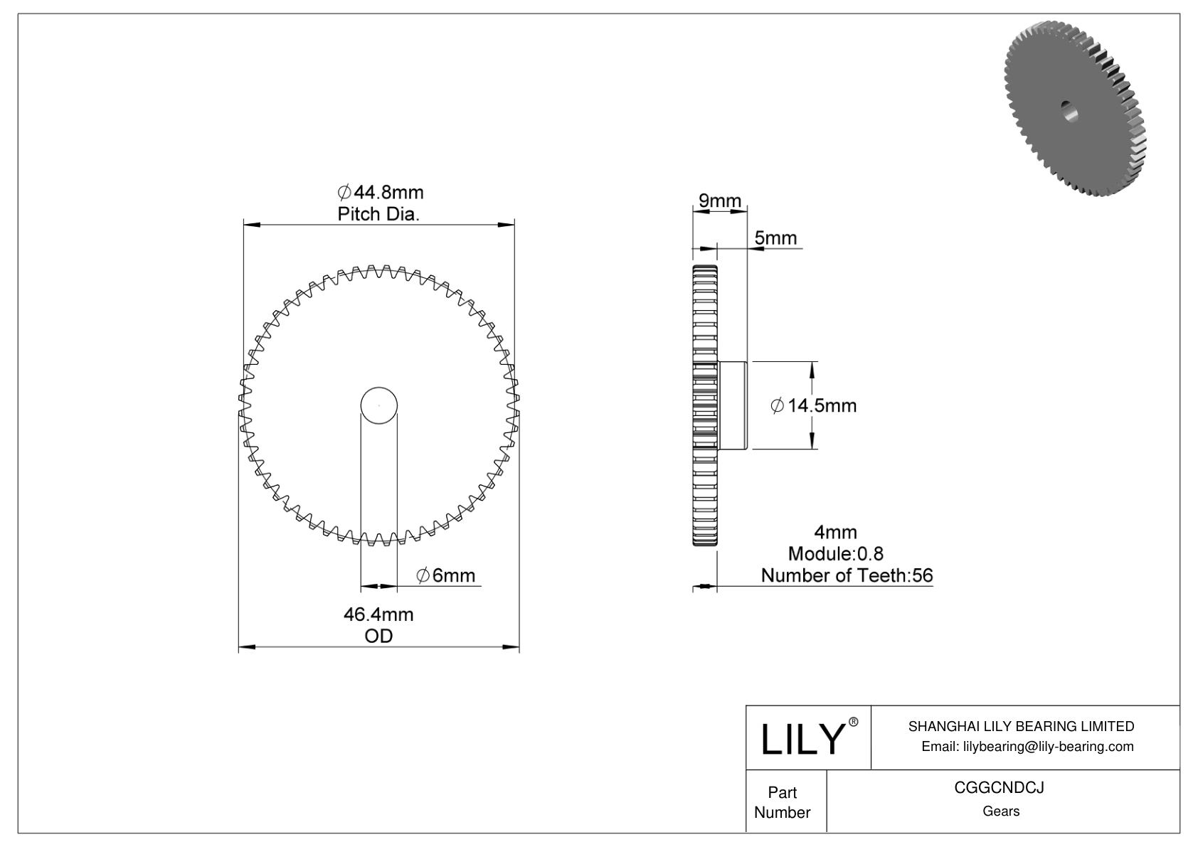 CGGCNDCJ Engranajes métricos de plástico - Ángulo de presión de 20 cad drawing