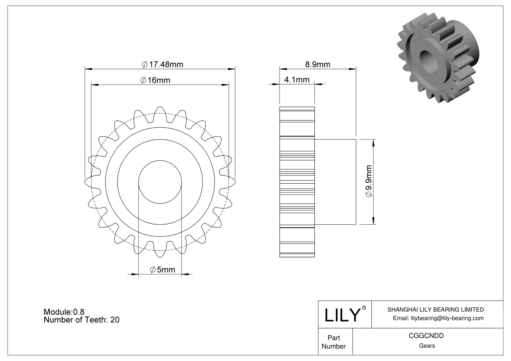 CGGCNDD Engranajes métricos de plástico - Ángulo de presión de 20 cad drawing