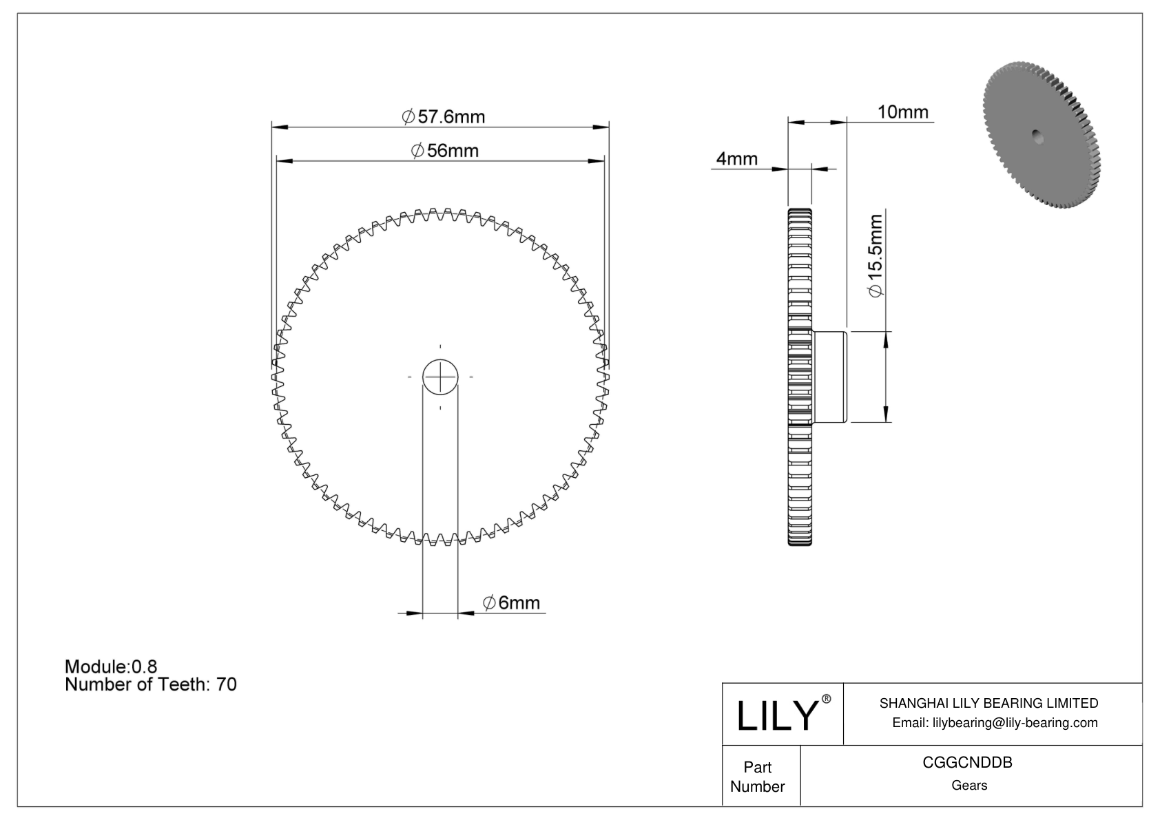 CGGCNDDB Engranajes métricos de plástico - Ángulo de presión de 20 cad drawing