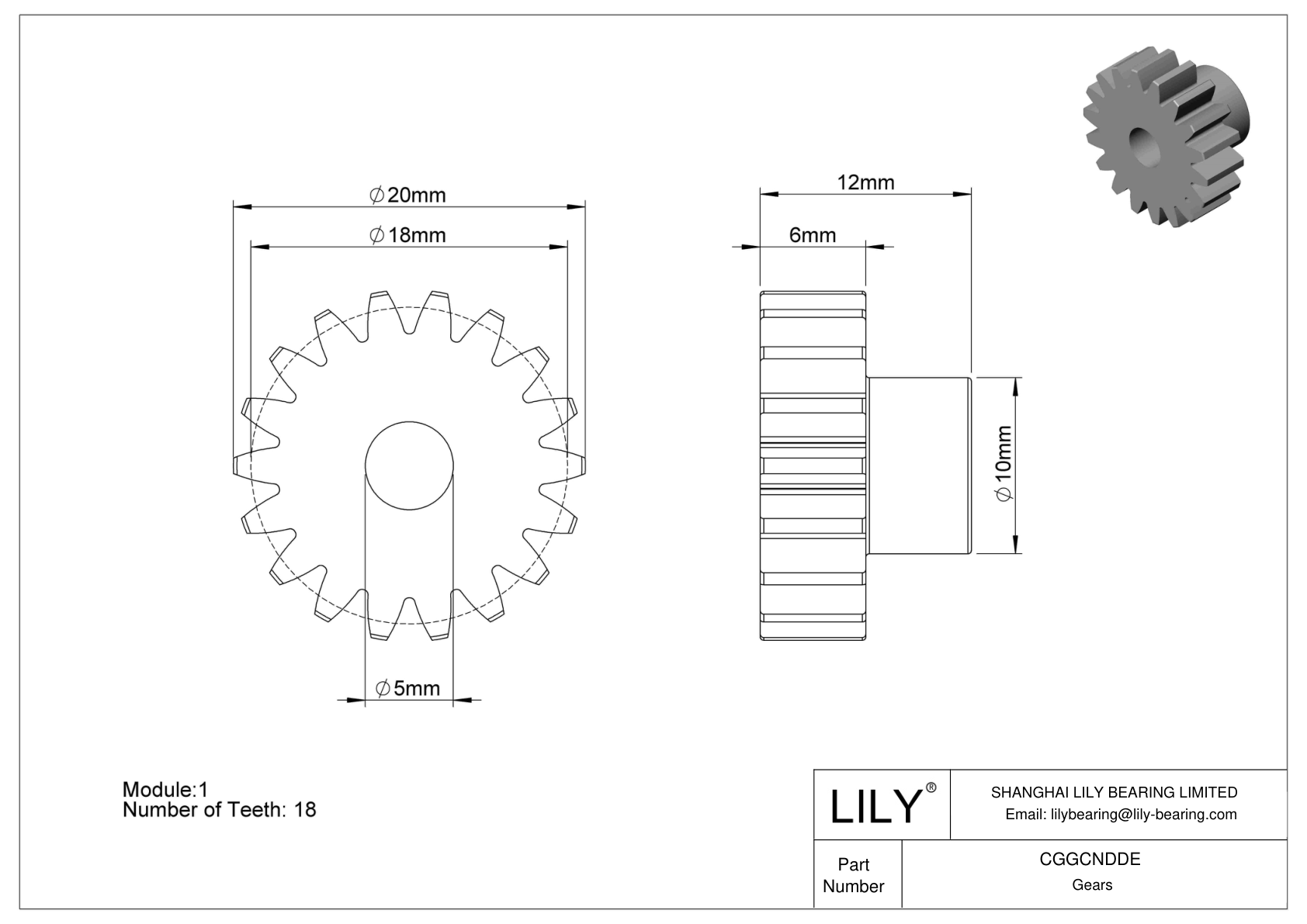 CGGCNDDE 塑料公制齿轮 - 20° 压力角 cad drawing