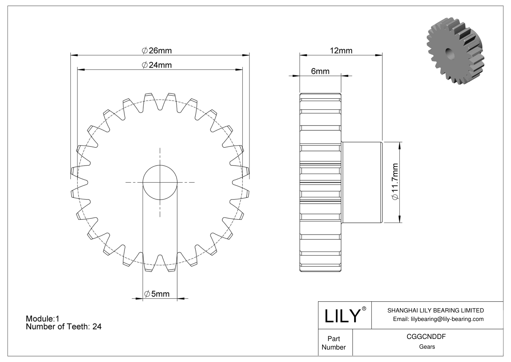 CGGCNDDF Engranajes métricos de plástico - Ángulo de presión de 20 cad drawing