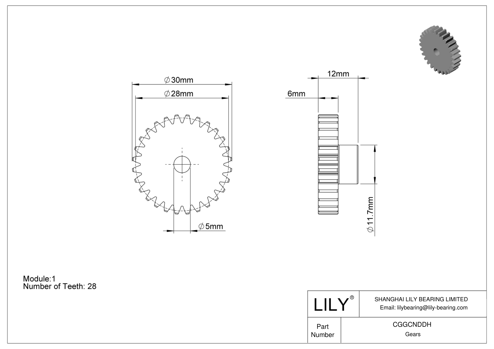 CGGCNDDH Engranajes métricos de plástico - Ángulo de presión de 20 cad drawing