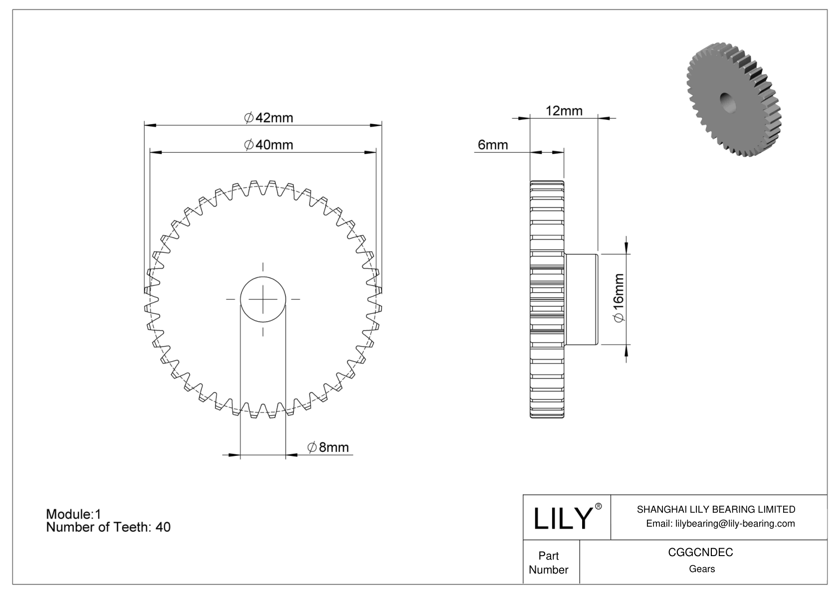 CGGCNDEC Engranajes métricos de plástico - Ángulo de presión de 20 cad drawing