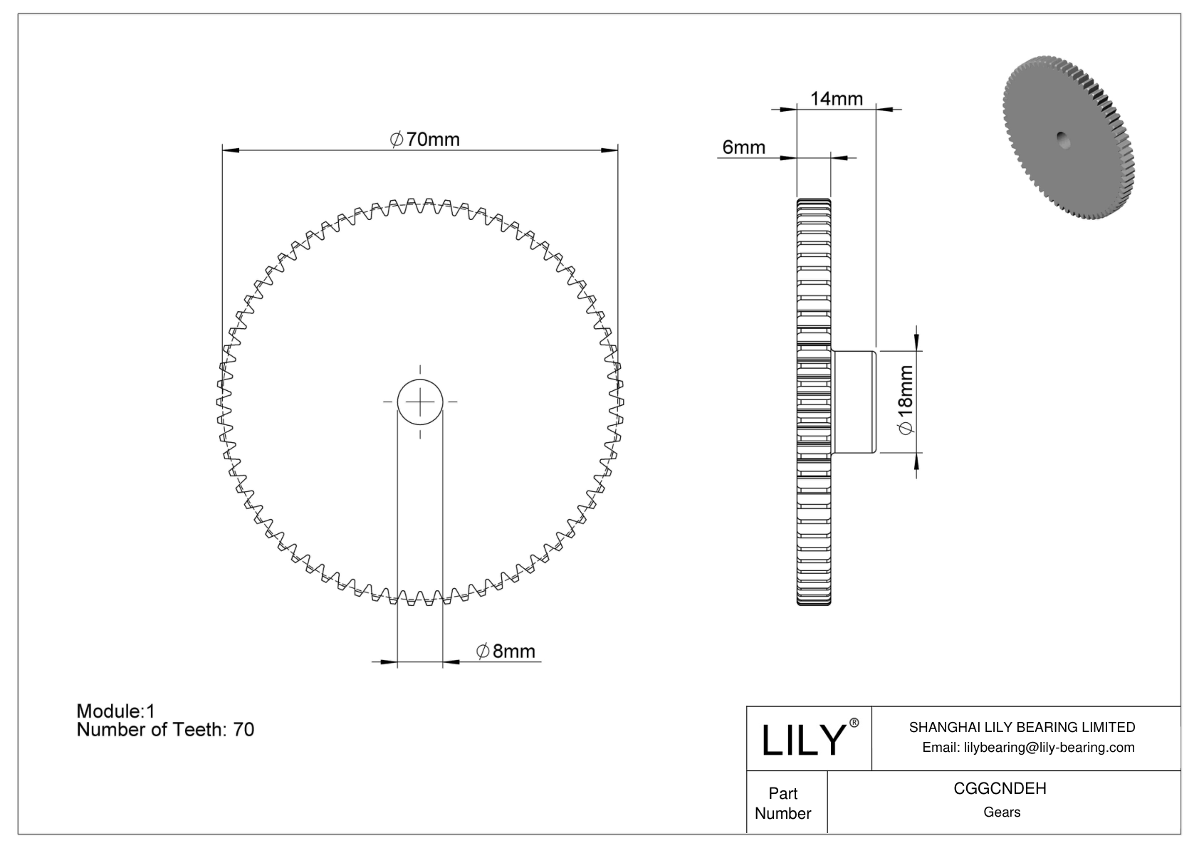 CGGCNDEH Engranajes métricos de plástico - Ángulo de presión de 20 cad drawing