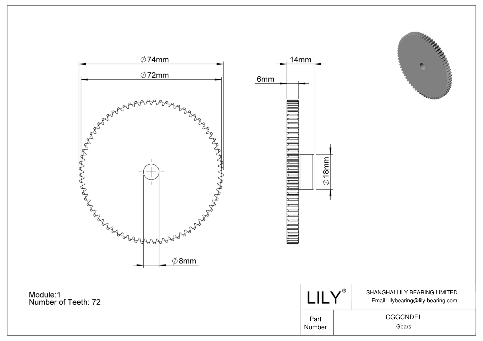 CGGCNDEI Engranajes métricos de plástico - Ángulo de presión de 20 cad drawing