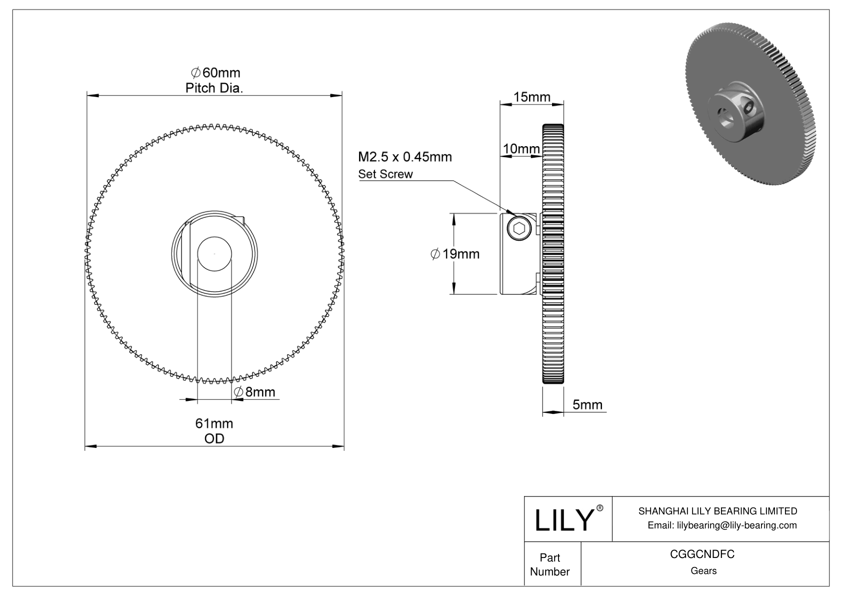 CGGCNDFC 塑料公制齿轮 - 20° 压力角 cad drawing