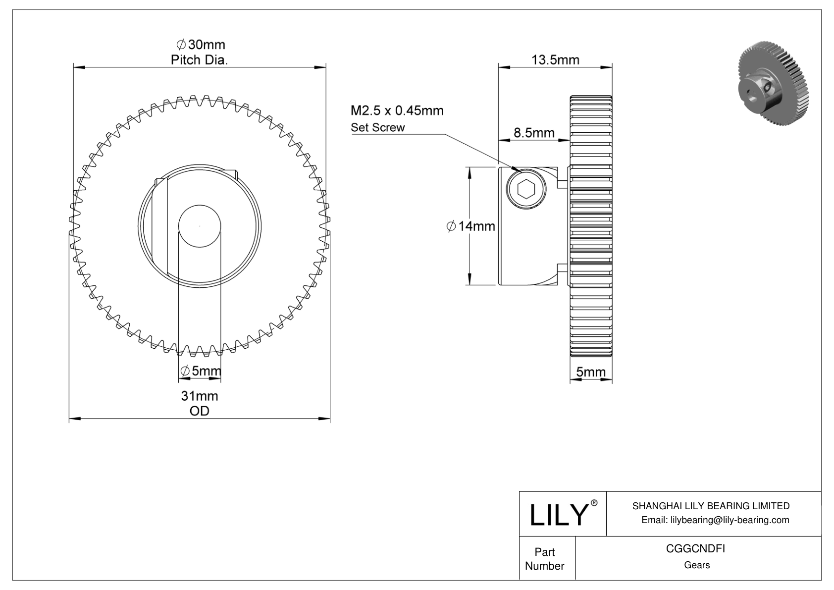 CGGCNDFI 塑料公制齿轮 - 20° 压力角 cad drawing