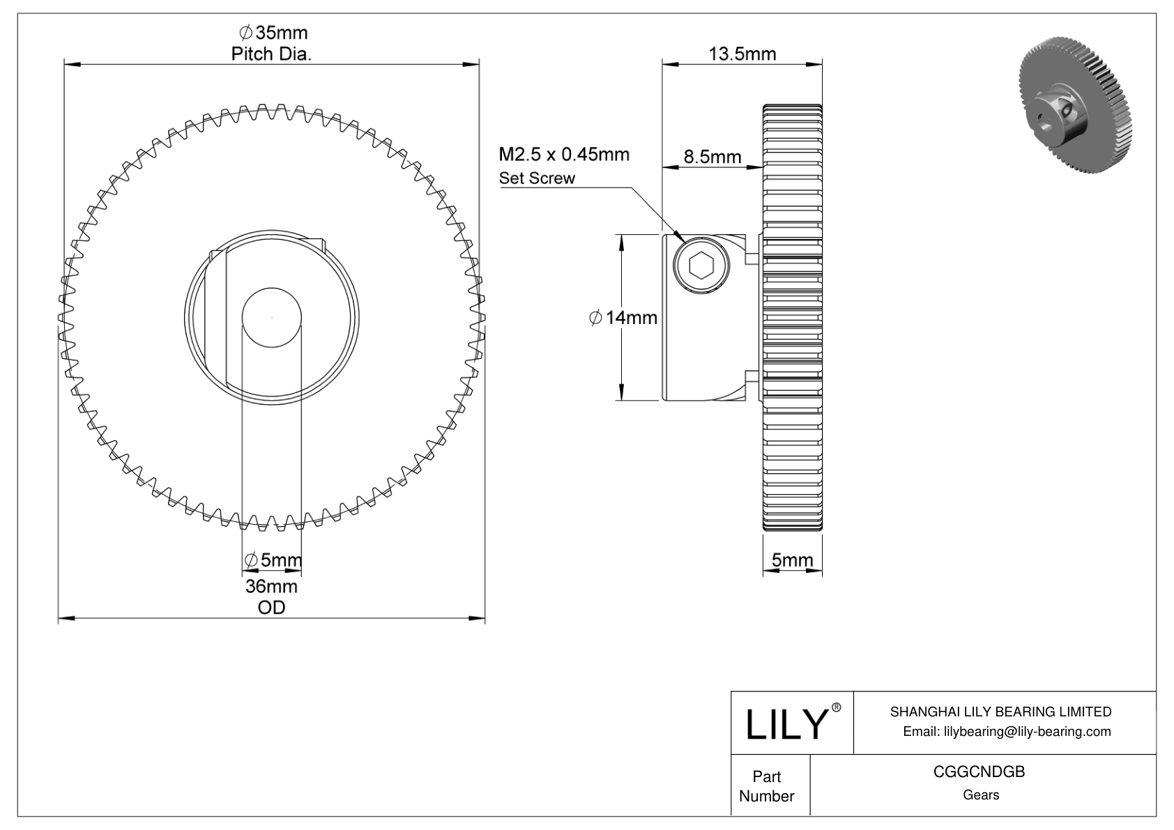 CGGCNDGB Engranajes métricos de plástico - Ángulo de presión de 20 cad drawing