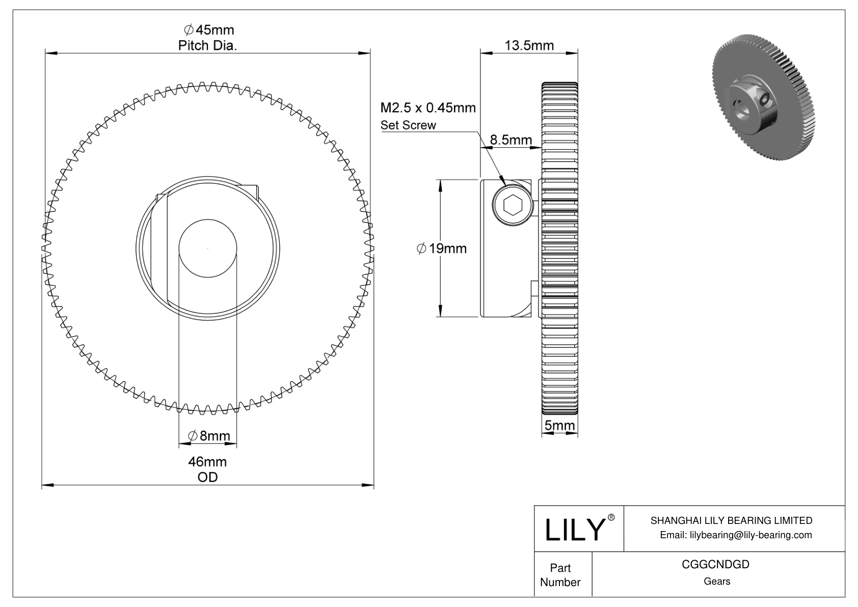 CGGCNDGD Engranajes métricos de plástico - Ángulo de presión de 20 cad drawing