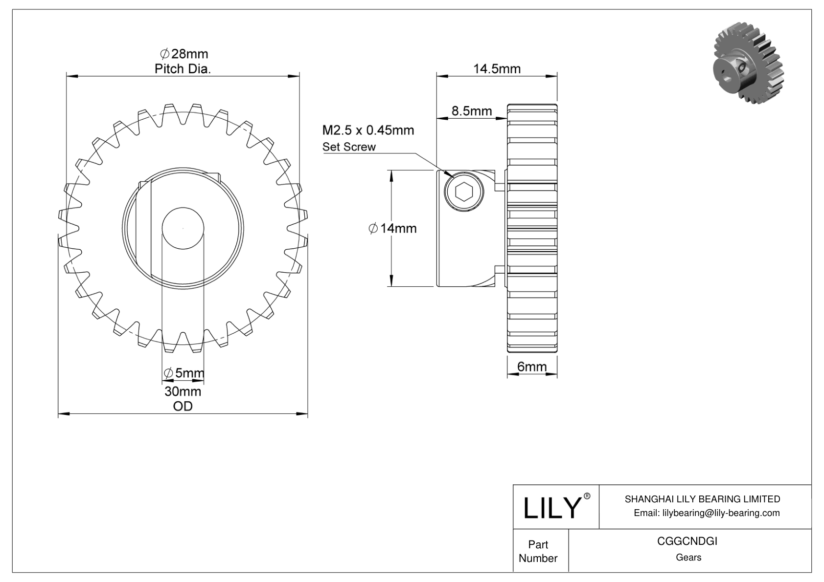 CGGCNDGI 塑料公制齿轮 - 20° 压力角 cad drawing