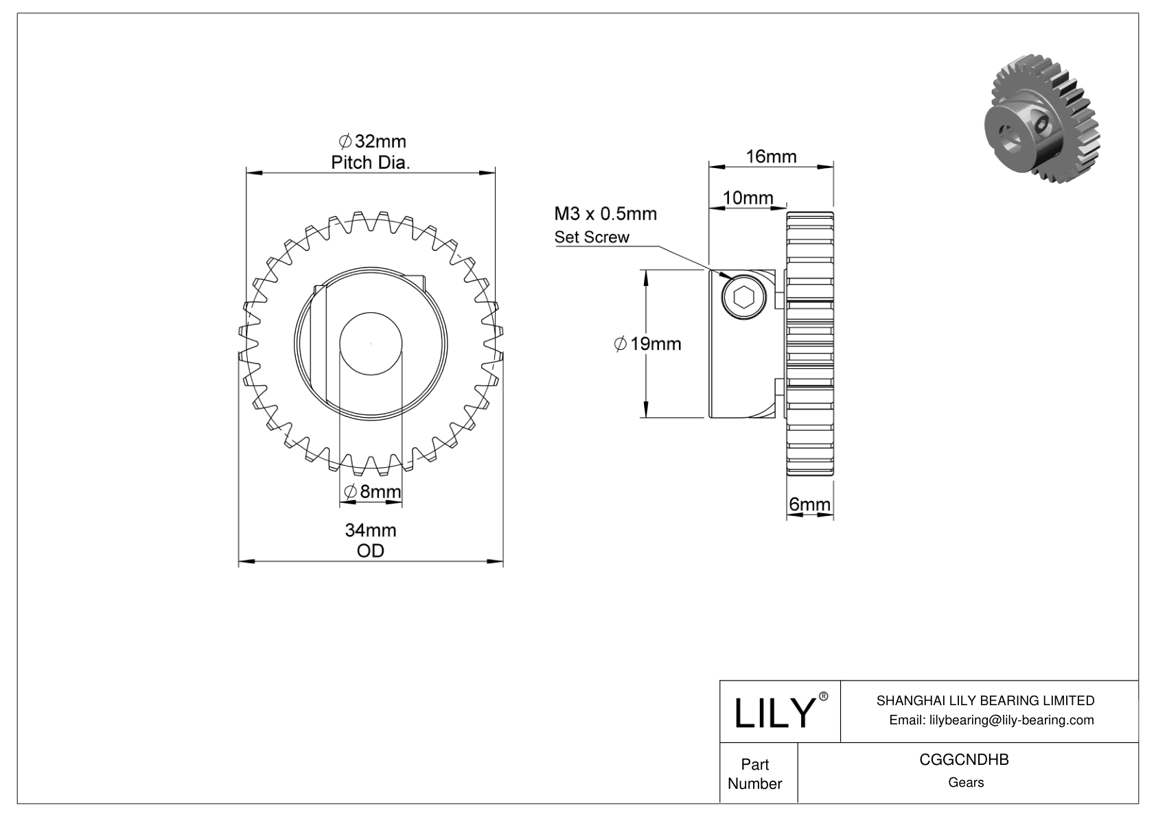 CGGCNDHB Engranajes métricos de plástico - Ángulo de presión de 20 cad drawing