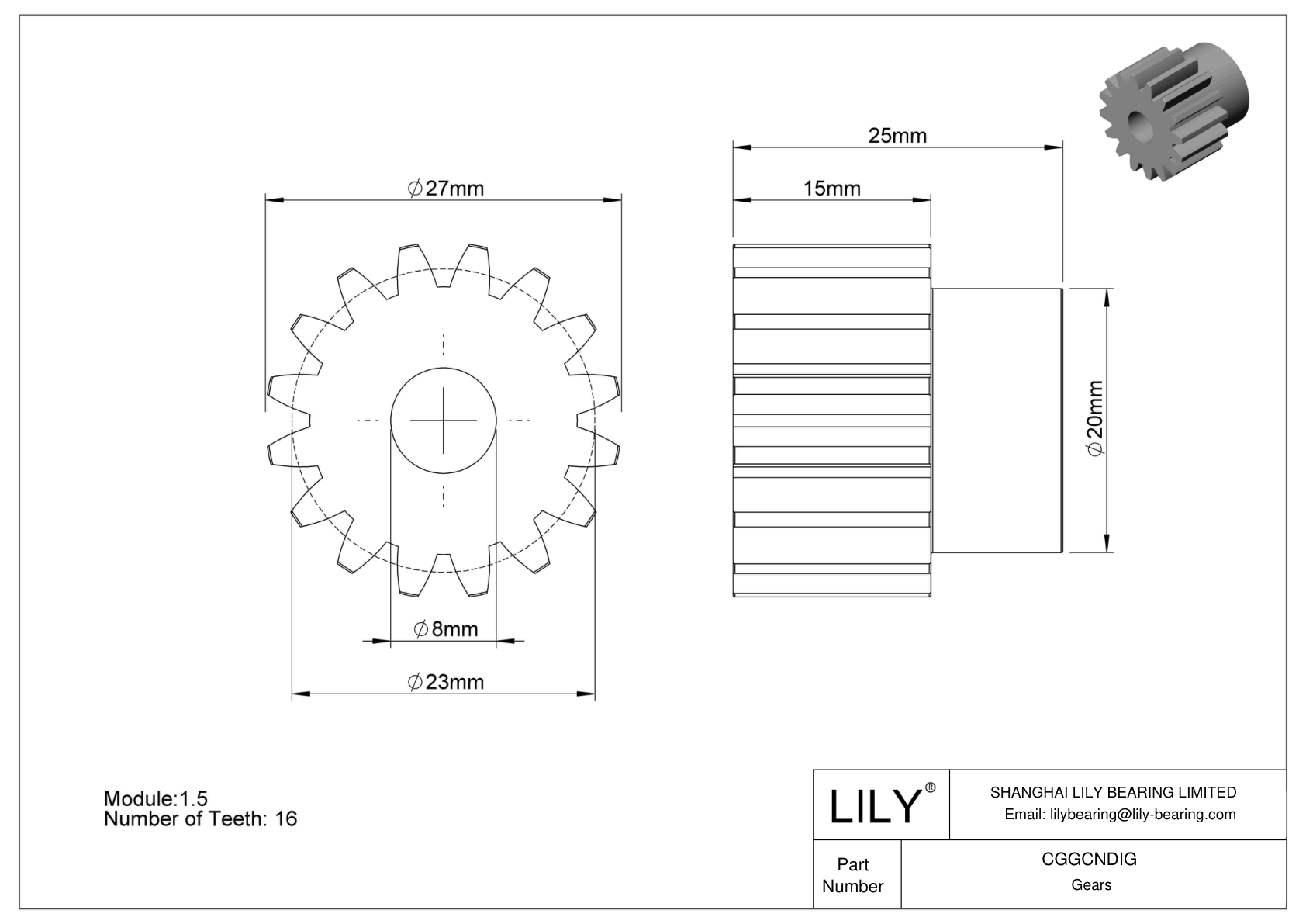 CGGCNDIG Engranajes métricos de plástico - Ángulo de presión de 20 cad drawing