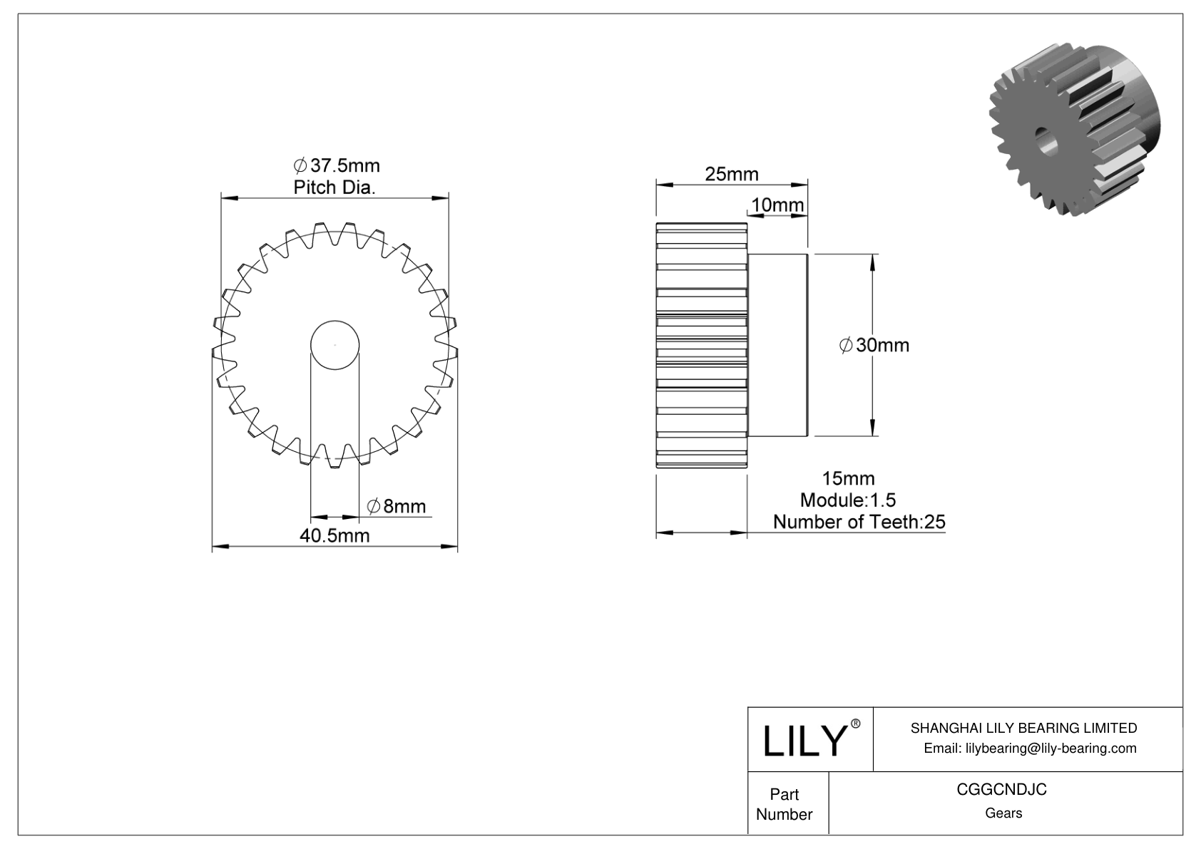 CGGCNDJC 塑料公制齿轮 - 20° 压力角 cad drawing