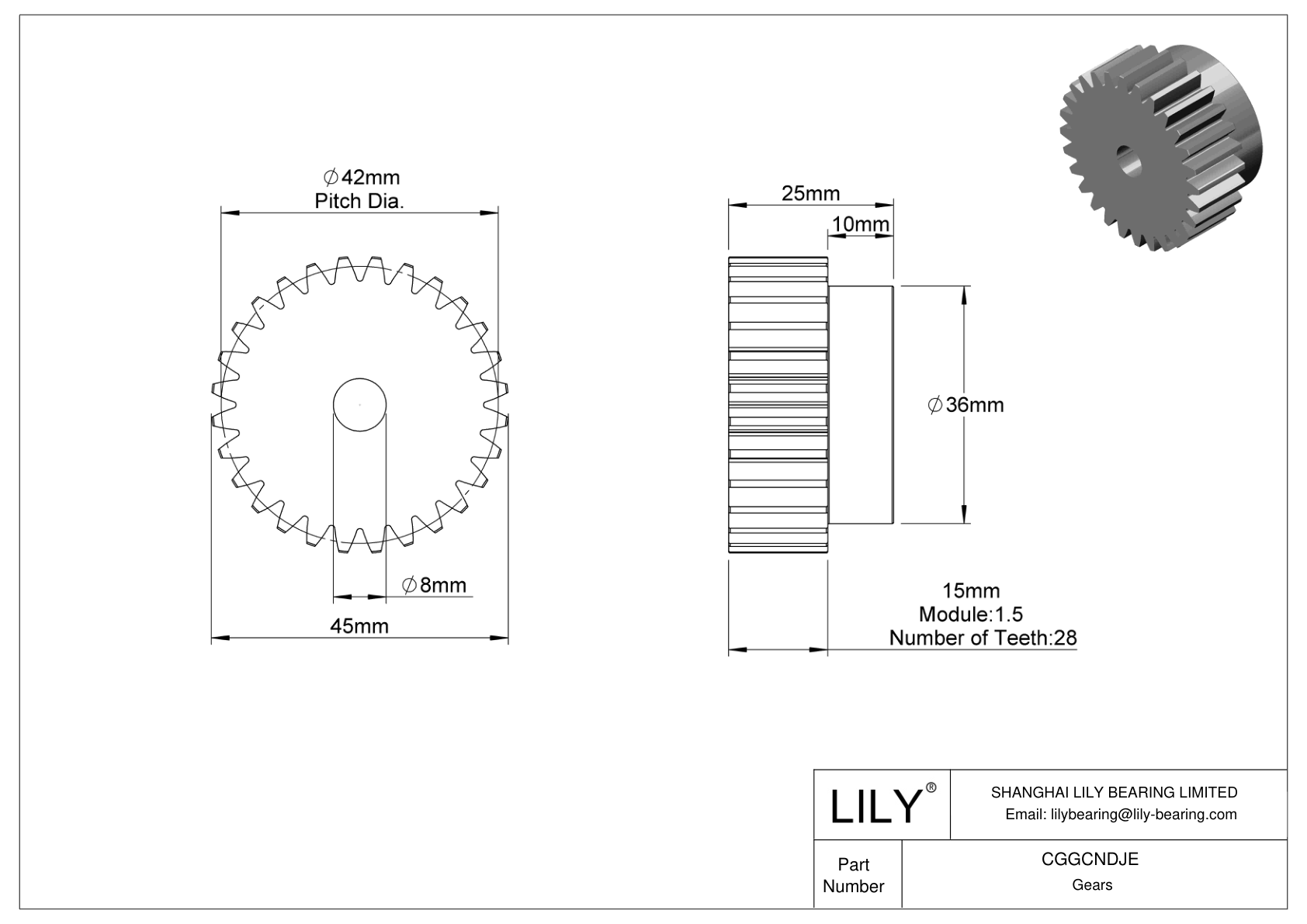 CGGCNDJE 塑料公制齿轮 - 20° 压力角 cad drawing