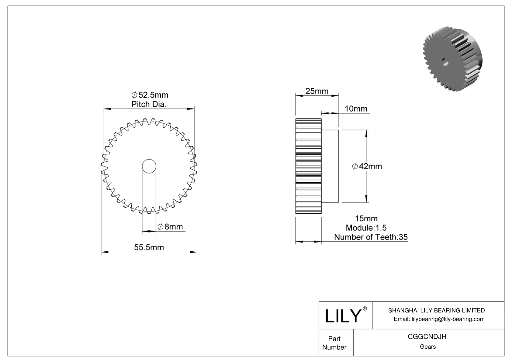 CGGCNDJH Plastic Metric Gears - 20° Pressure Angle cad drawing