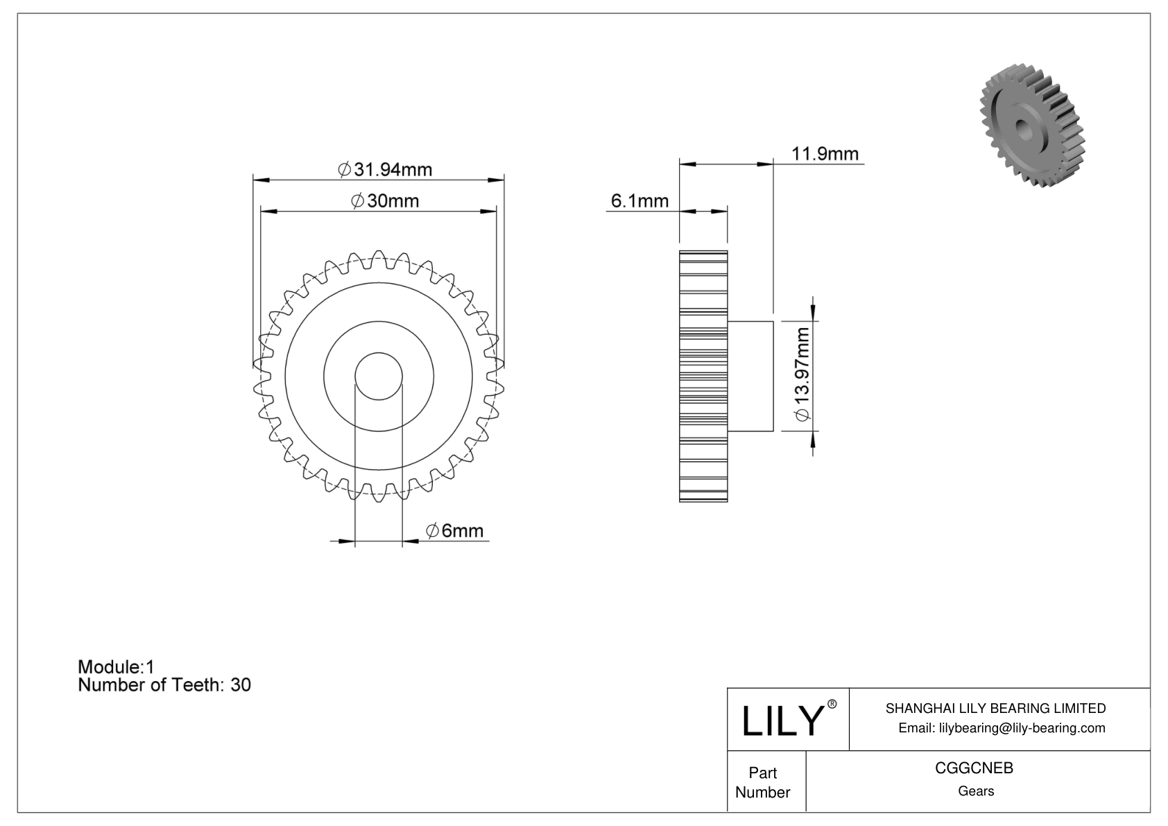 CGGCNEB 塑料公制齿轮 - 20° 压力角 cad drawing